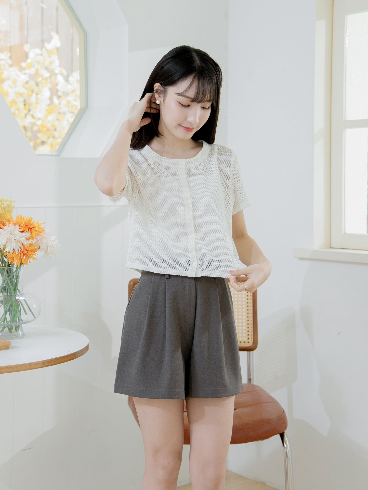 Refined Knitted Button-Up Top