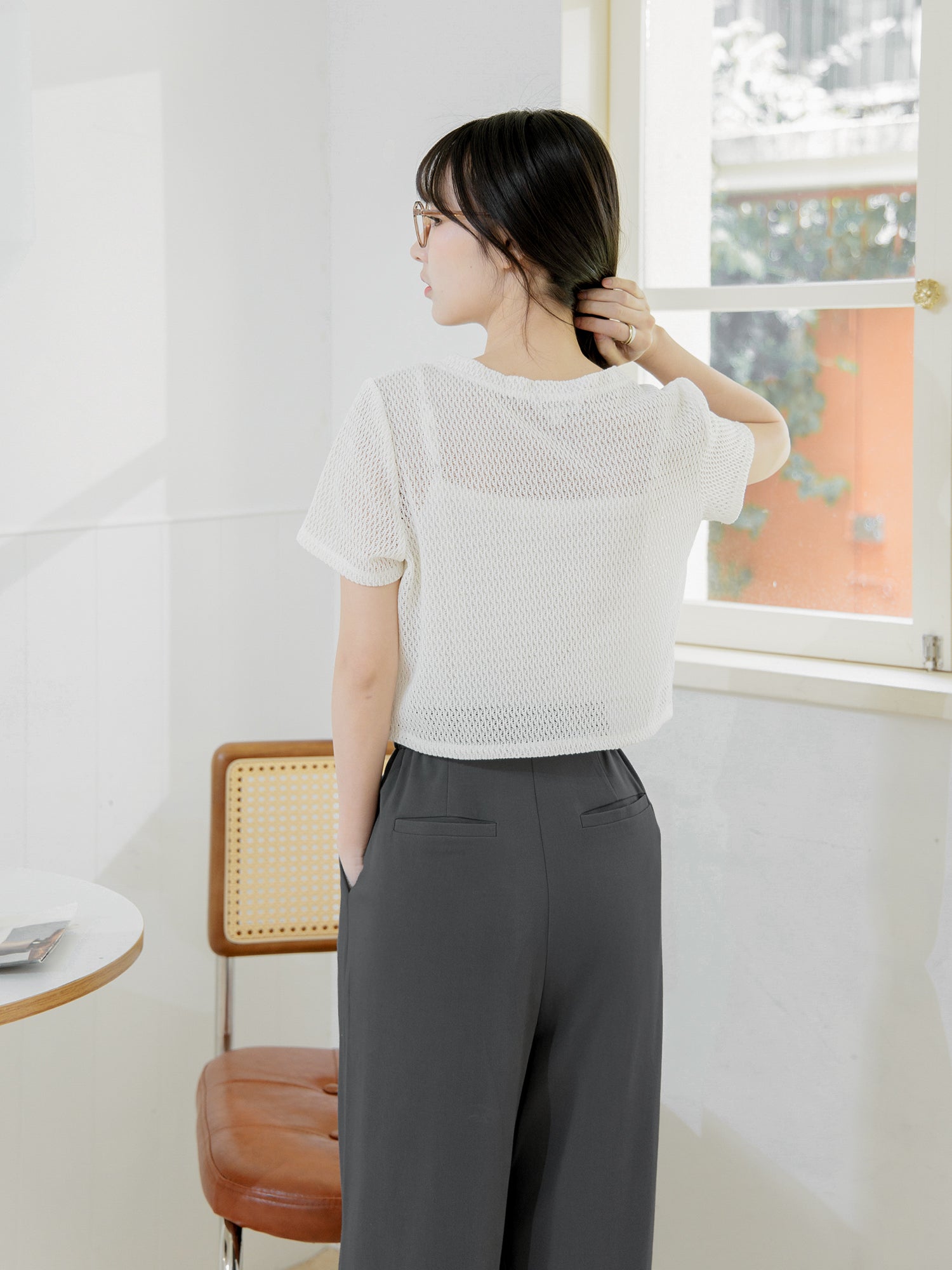 Metallic Buckled Pleated Pants