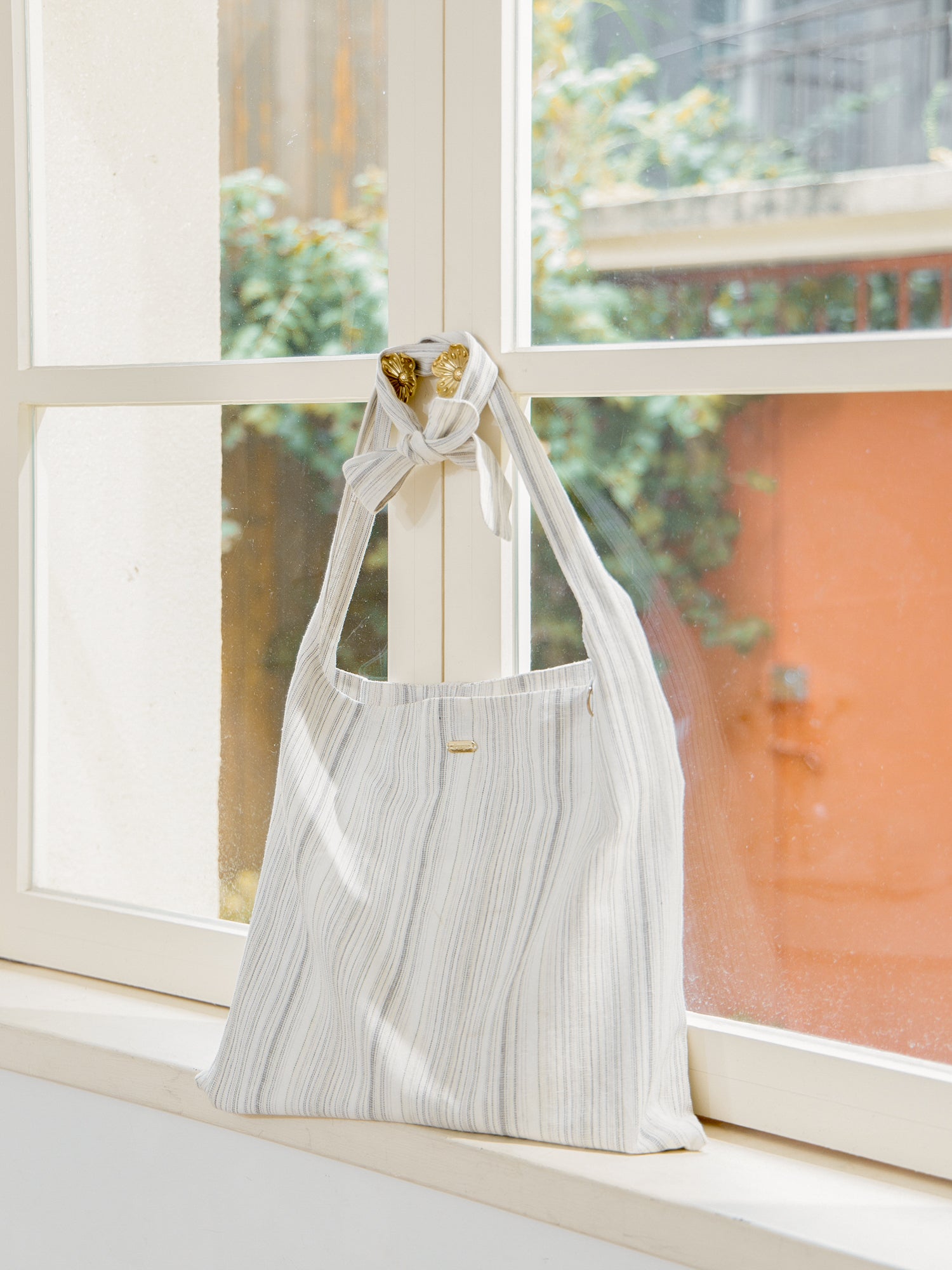Striped Tie Shoulder Bag
