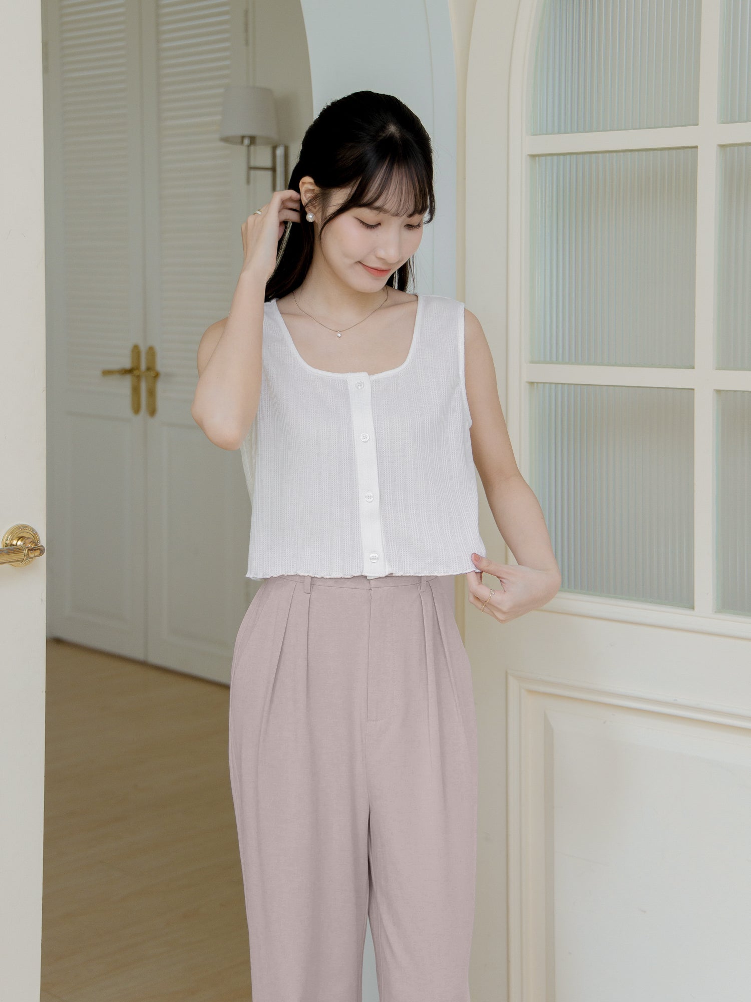 Buttoned Sleeveless Top