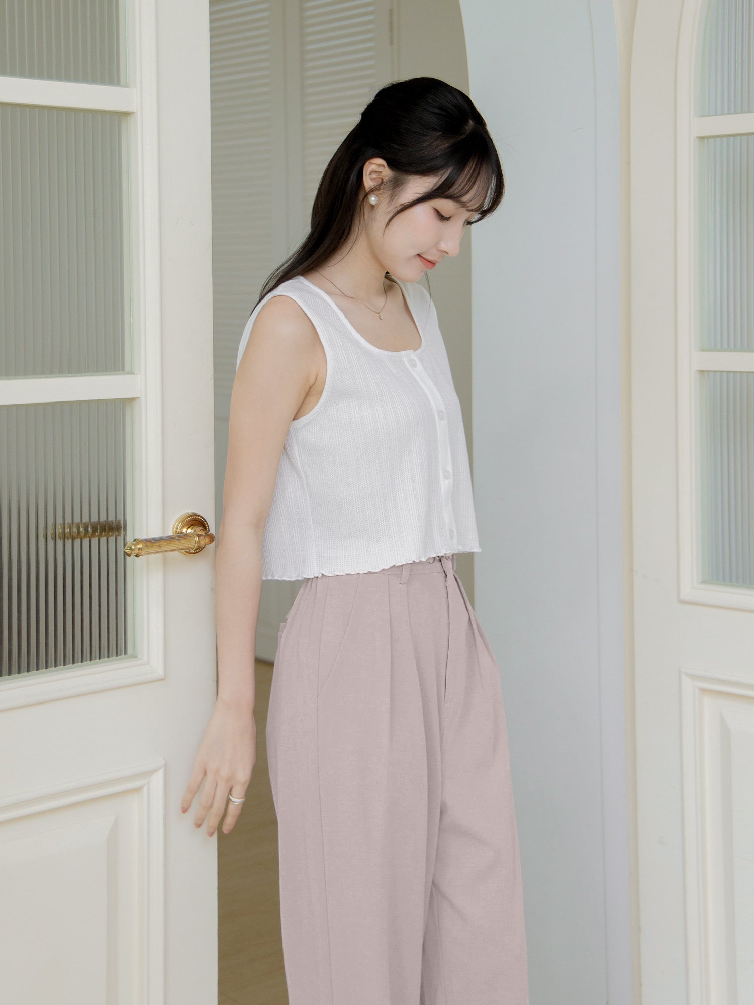 Buttoned Sleeveless Top