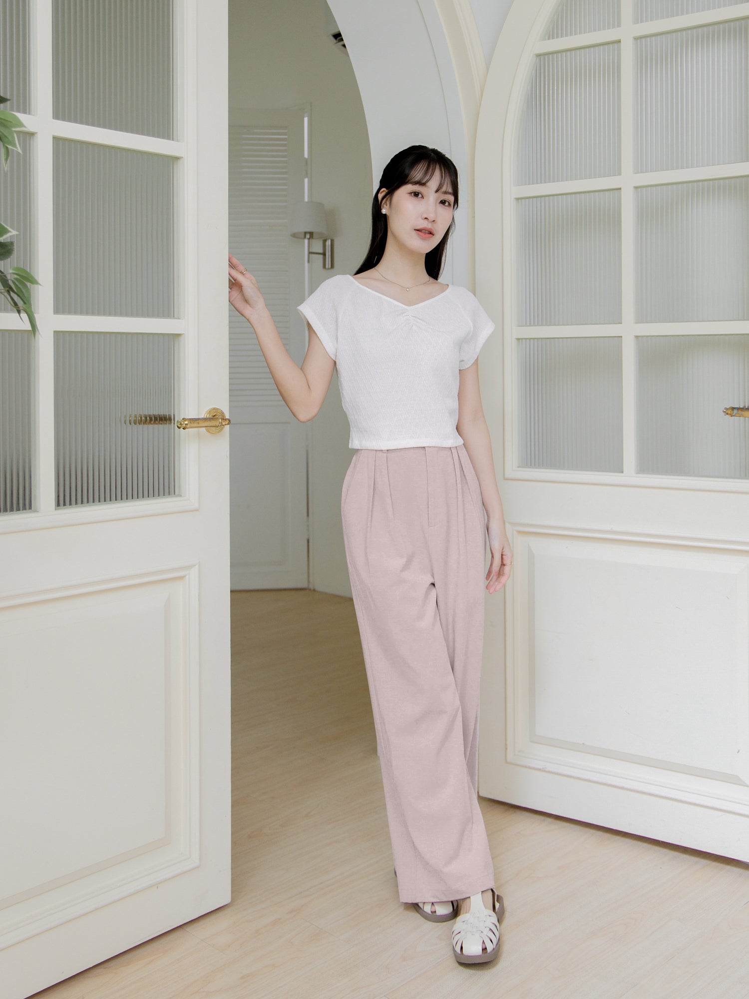 Gather Front Cap Sleeve Top