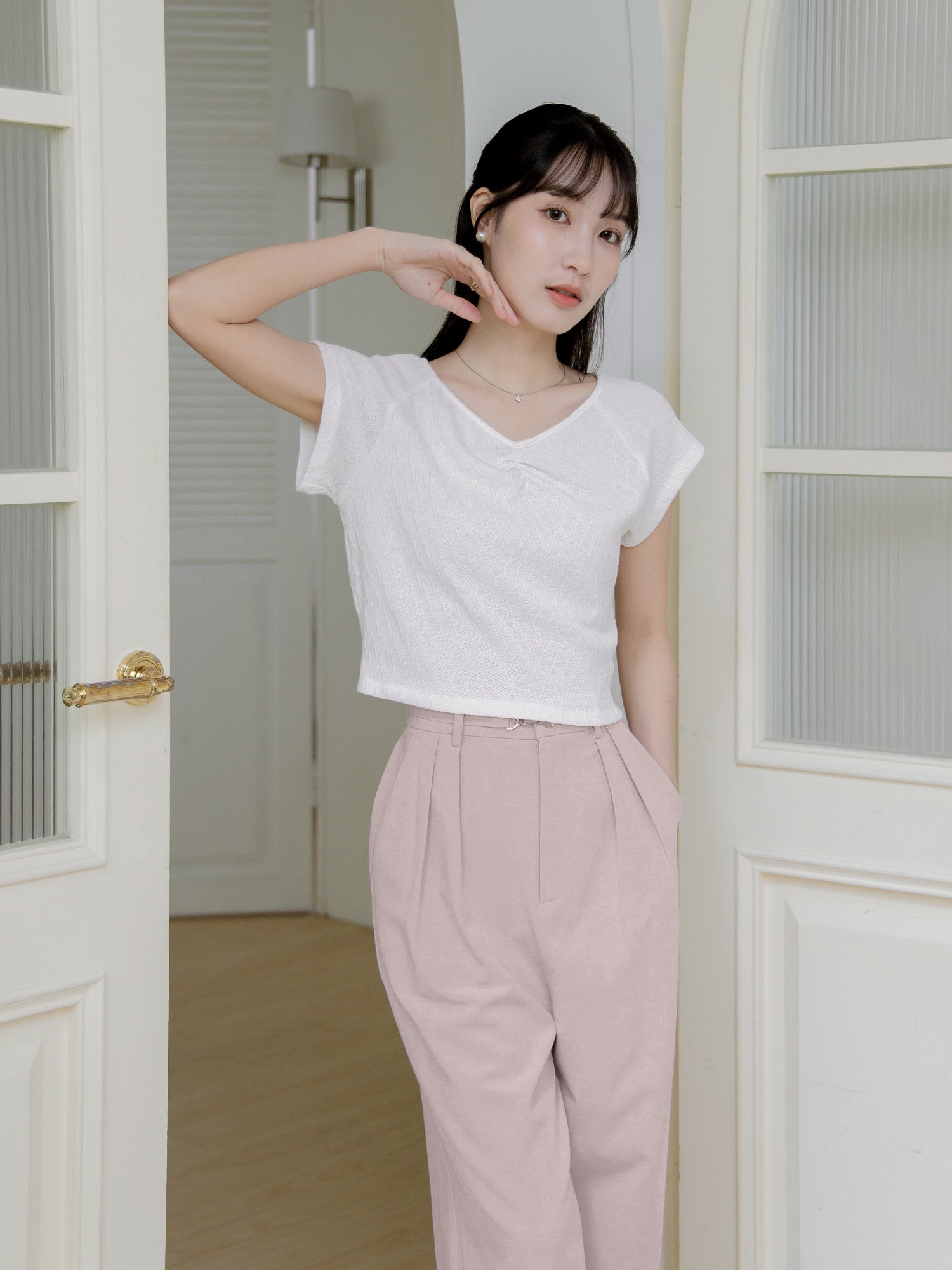 Gather Front Cap Sleeve Top