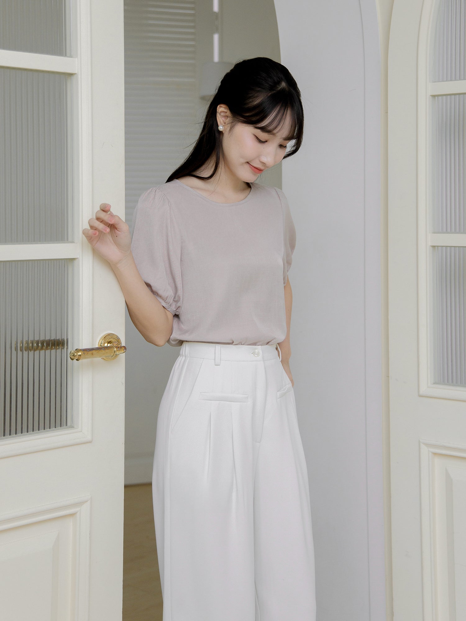 Half Sleeve Tie Back Top