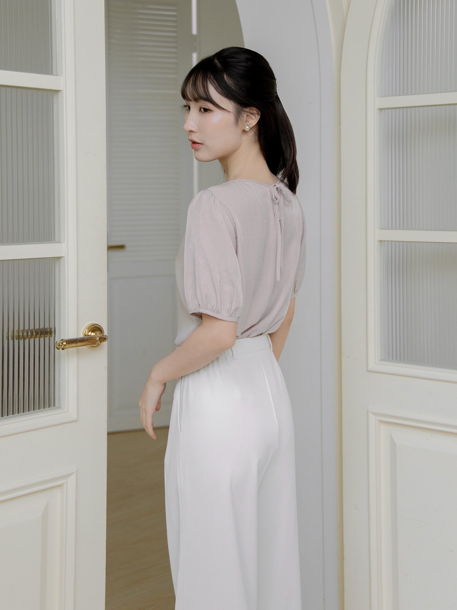 Half Sleeve Tie Back Top