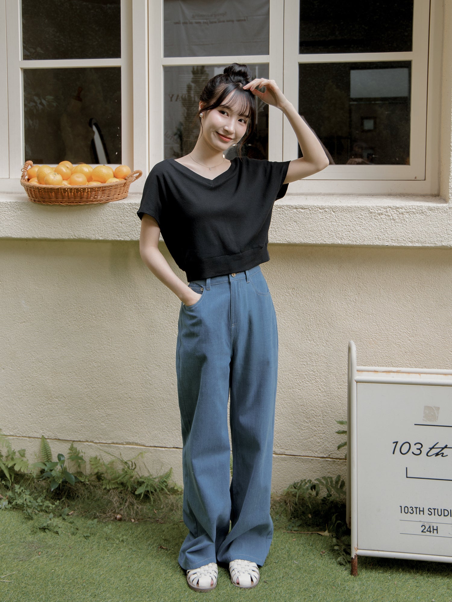 V-Neck Drop Shoulder Top