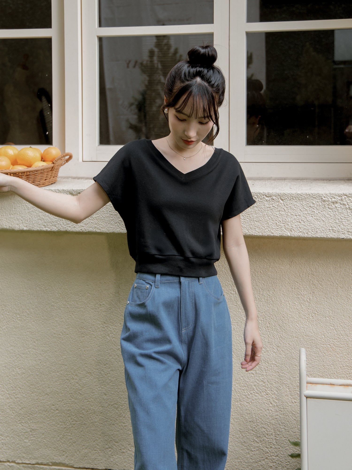 V-Neck Drop Shoulder Top