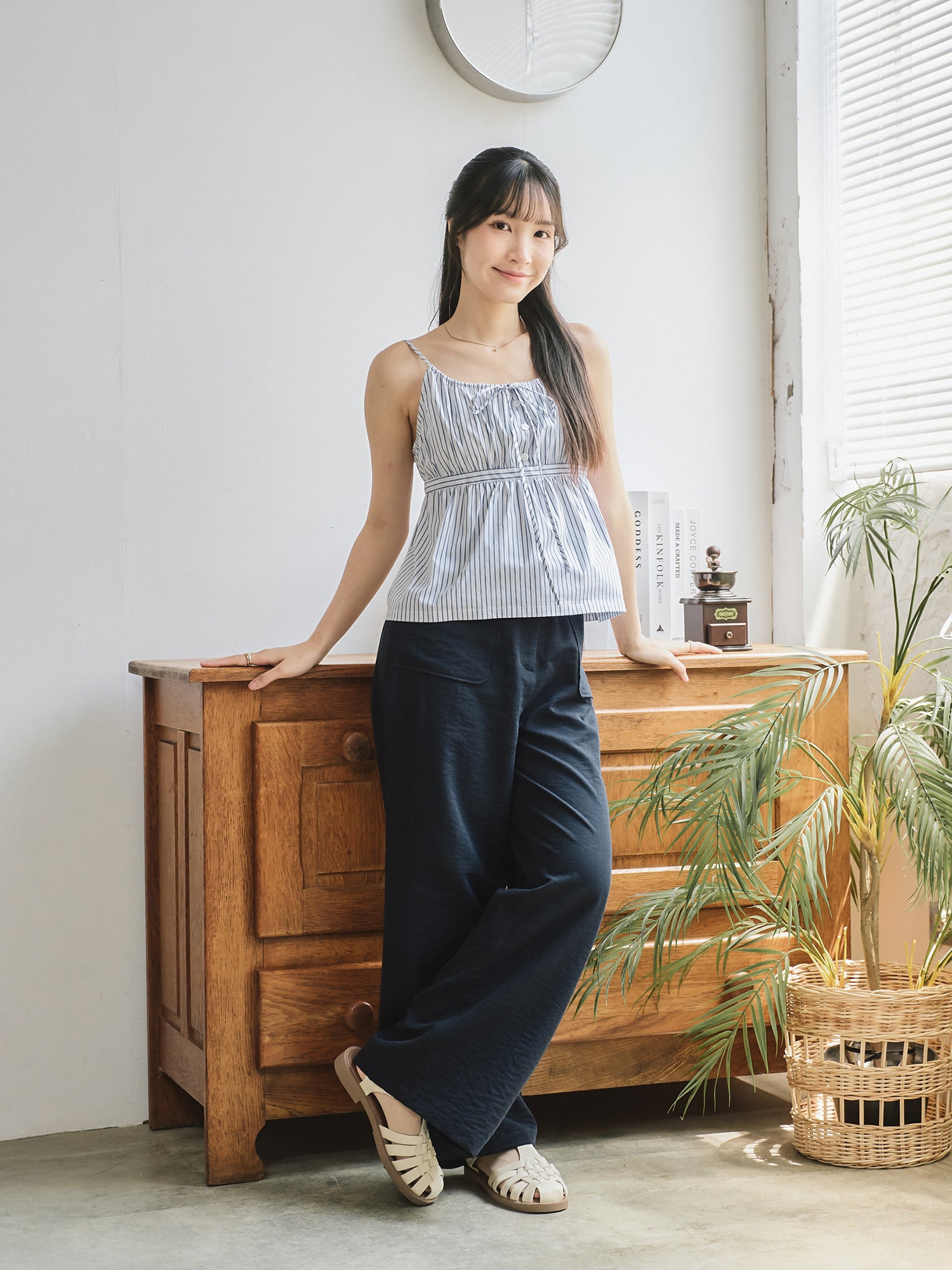 夏日條紋吊帶上衣