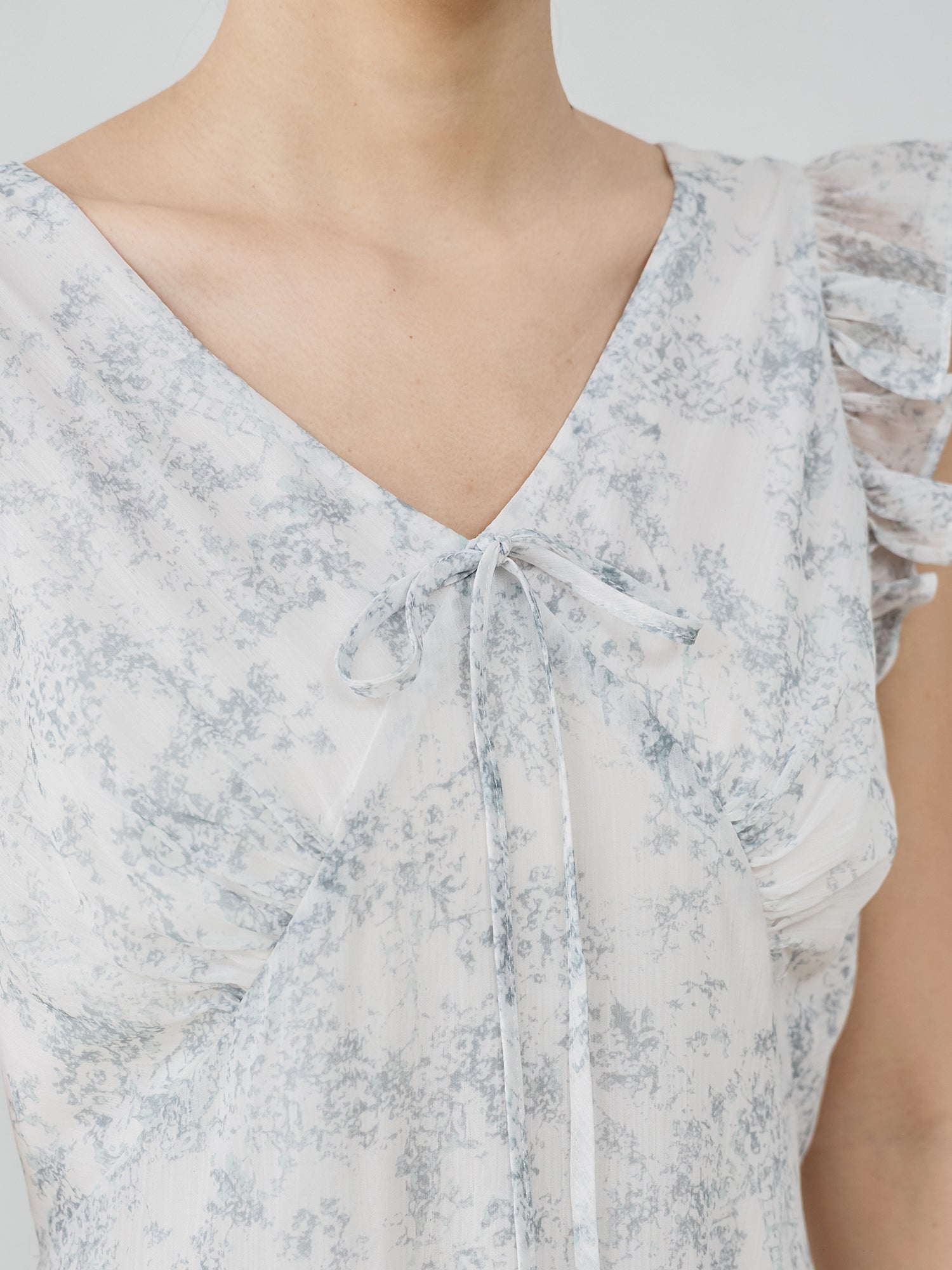 Ruffled Tie-Front Midi Dress