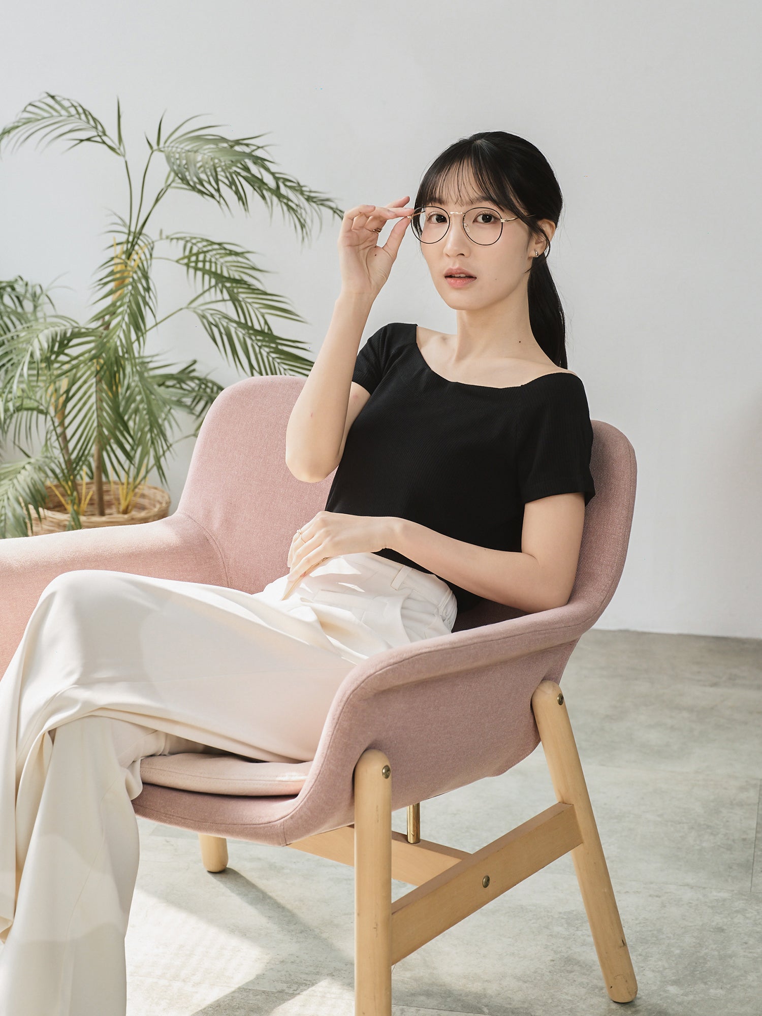 Boat Neck Rib Knit Top