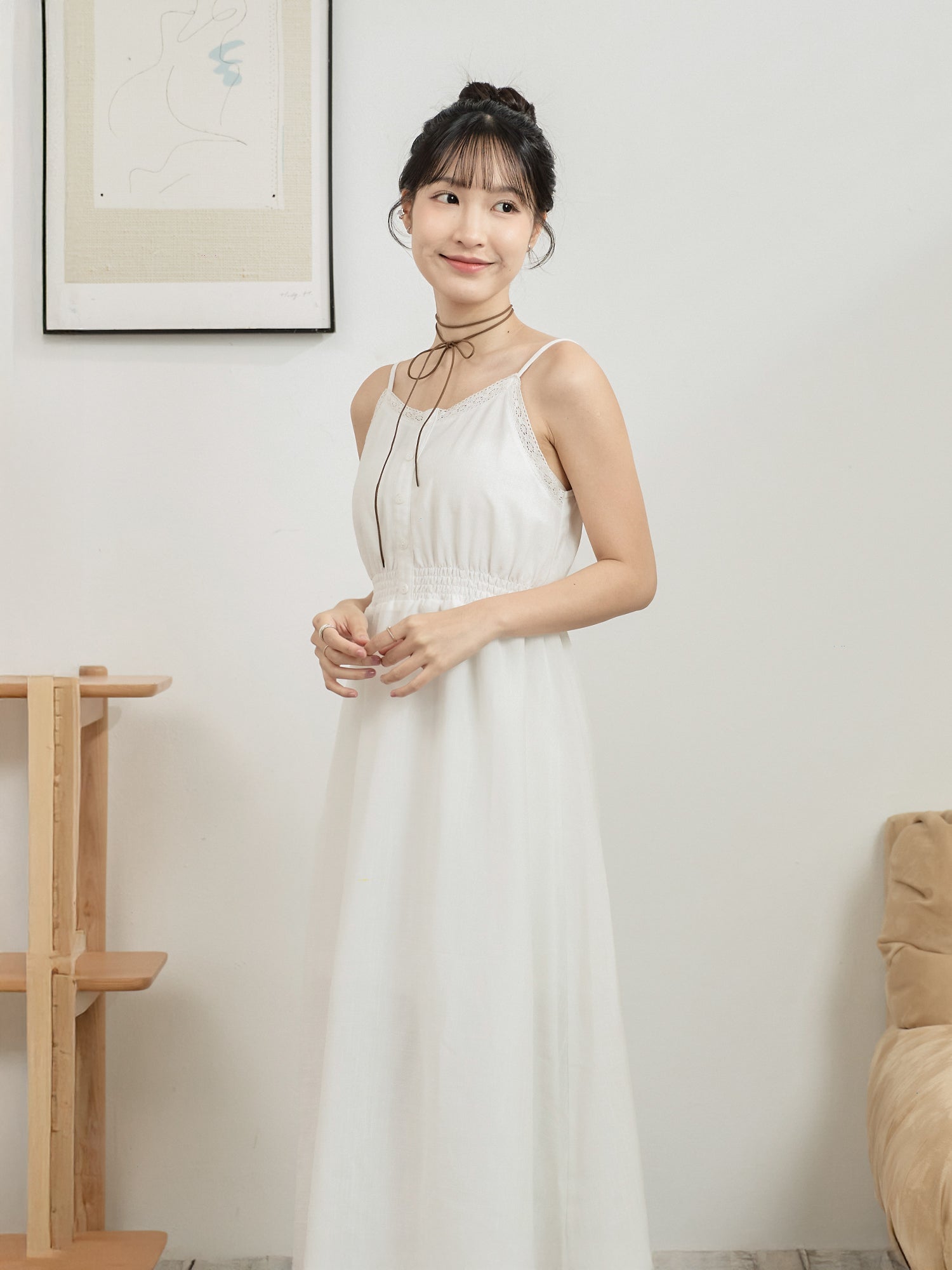 田園感蕾絲邊連身裙