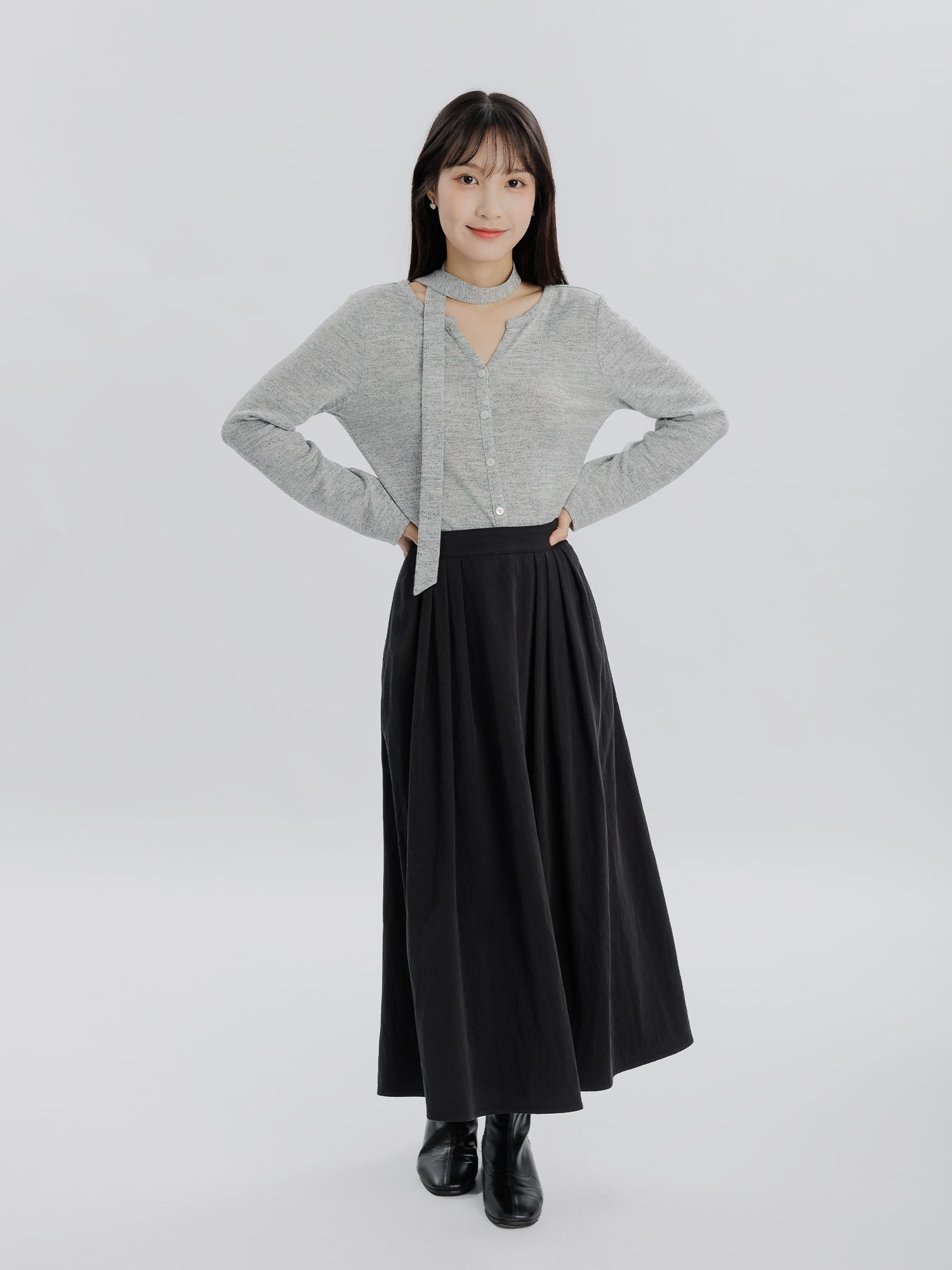 Moonlit Side Pleated Skirt