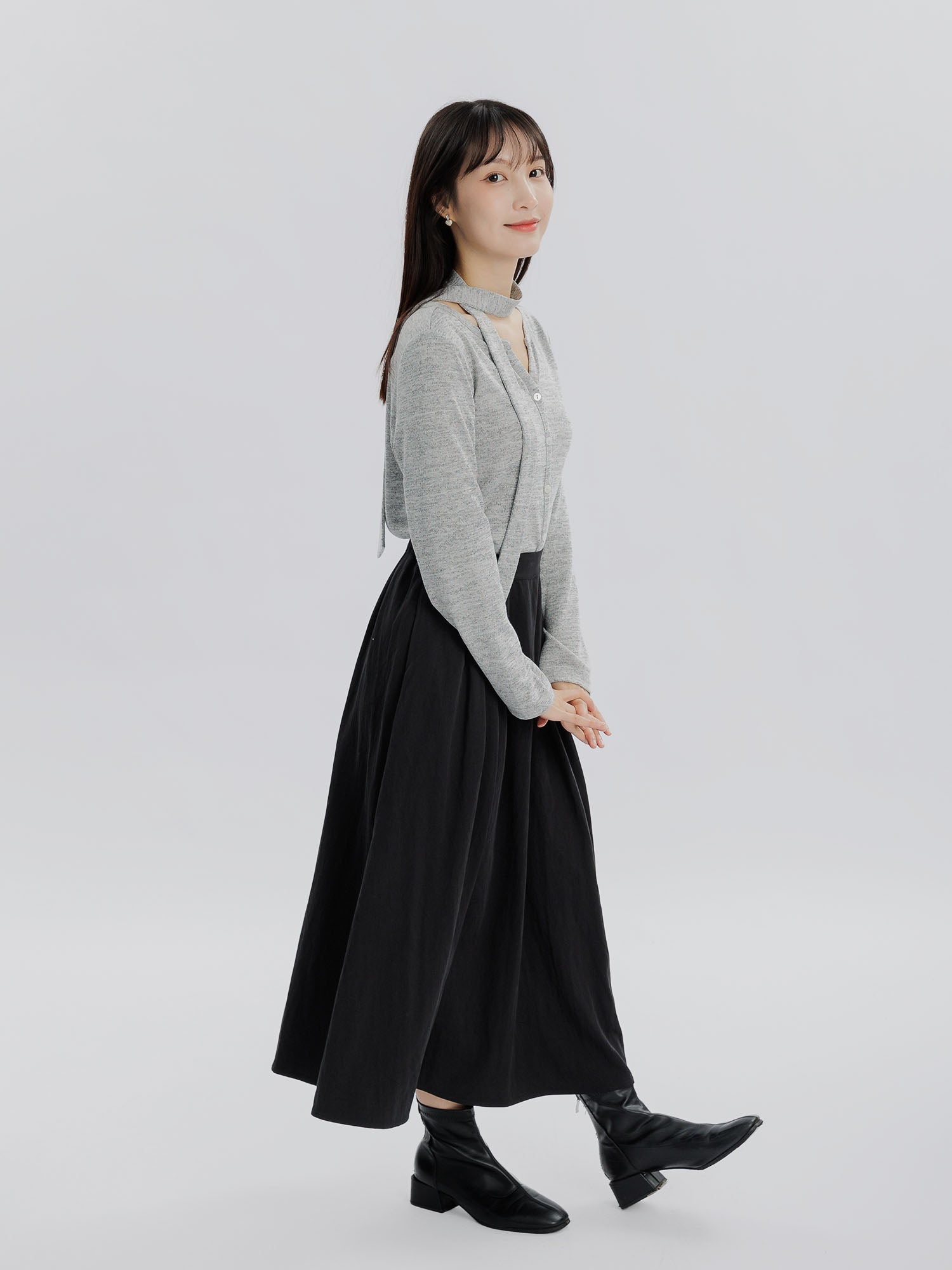 Moonlit Side Pleated Skirt
