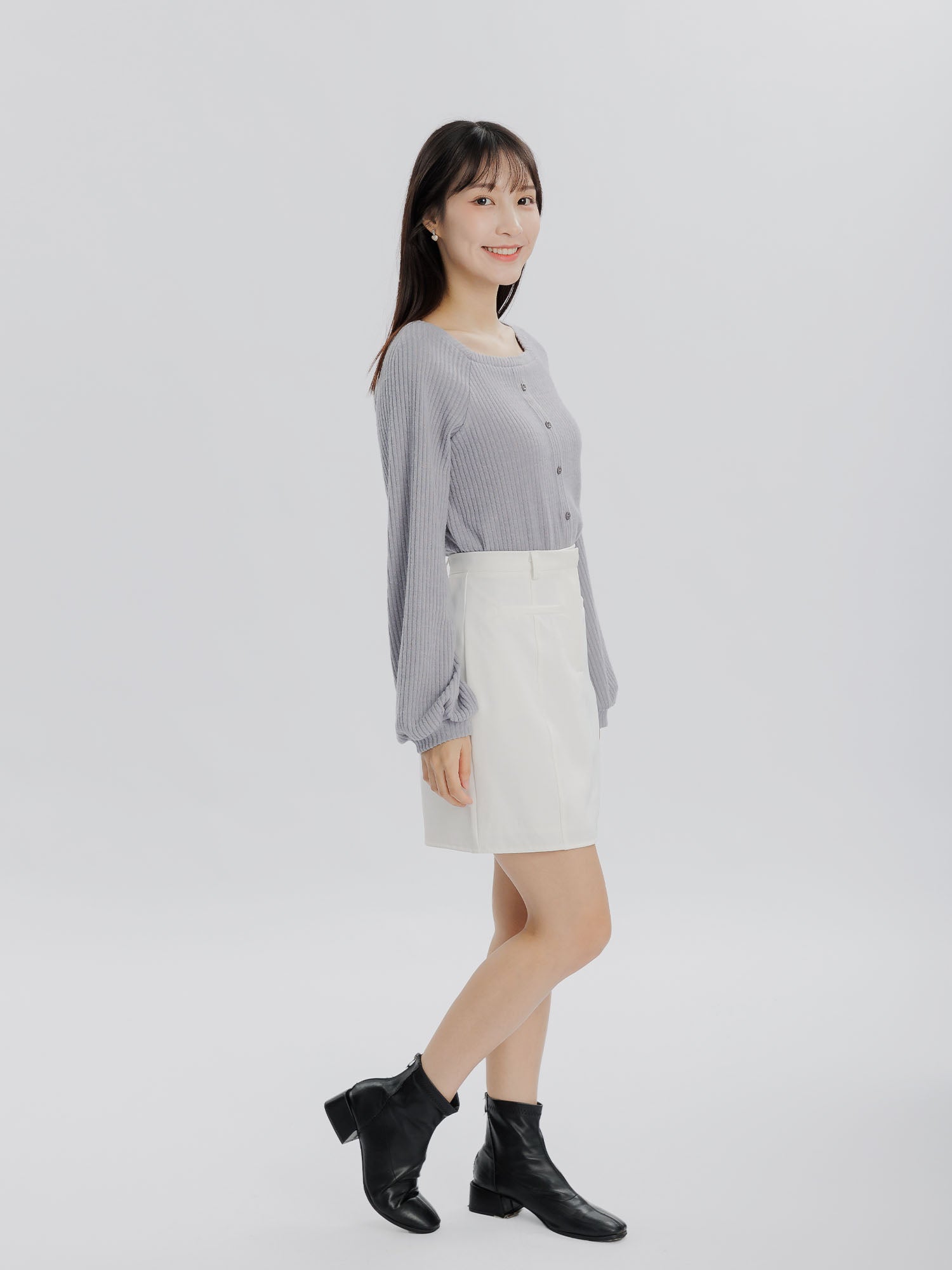 Grace 方領排扣針織上衣