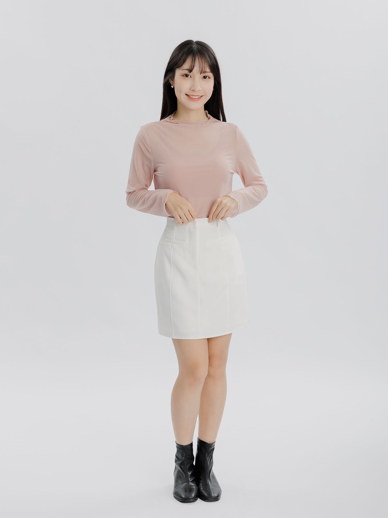 Priscilla 透膚木耳邊長袖上衣
