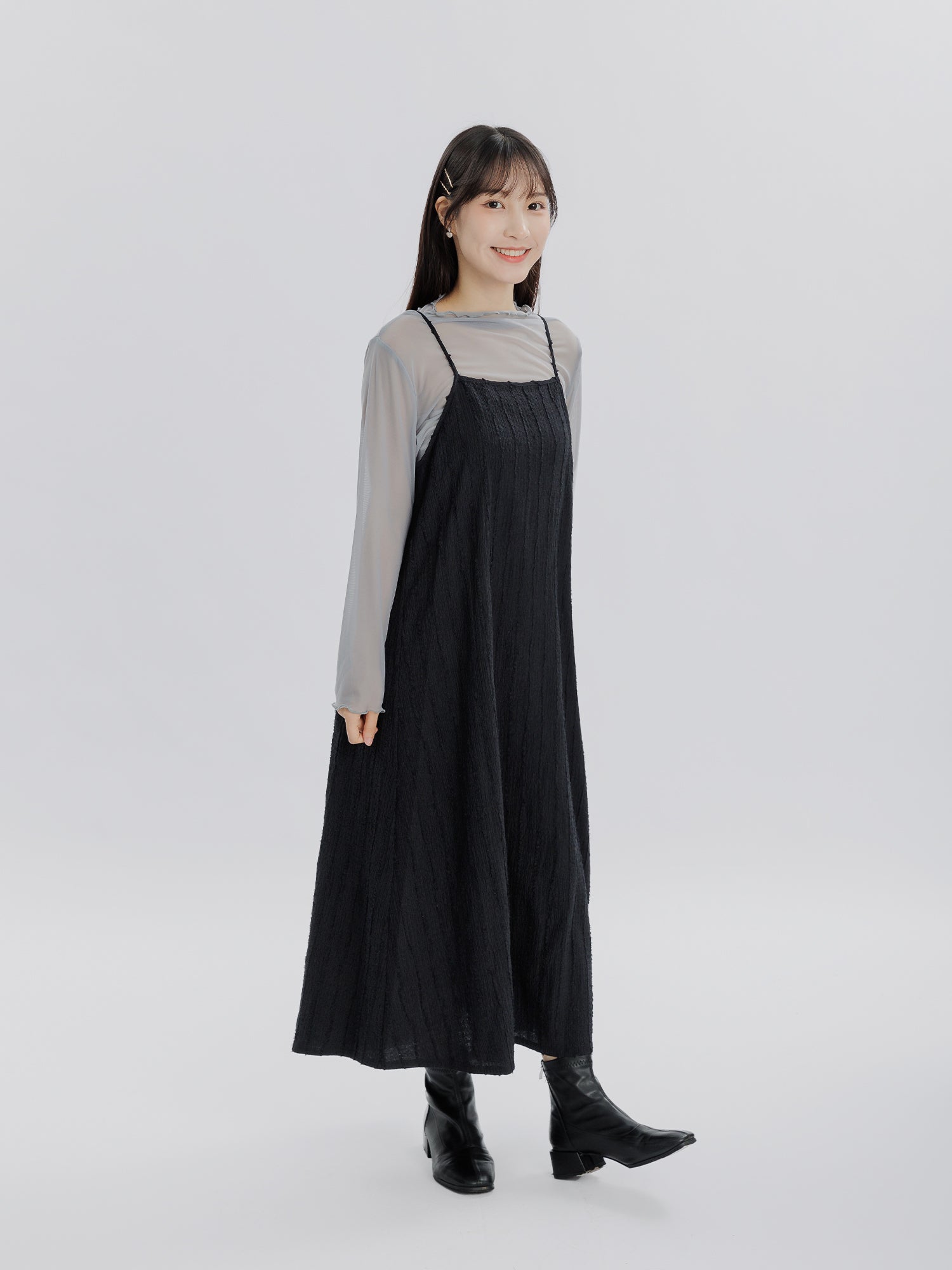 Rose 毛毛波紋吊帶裙
