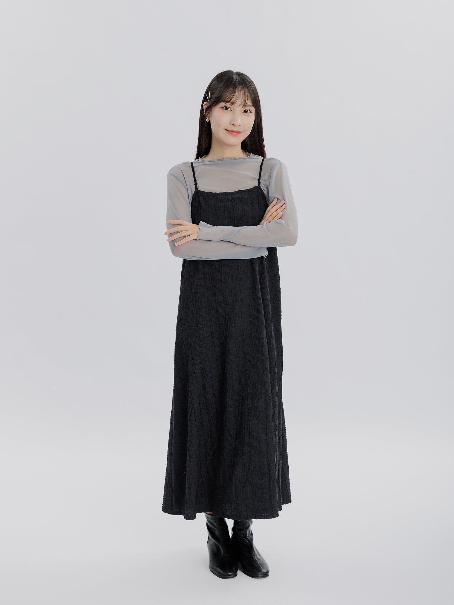 Rose 毛毛波紋吊帶裙
