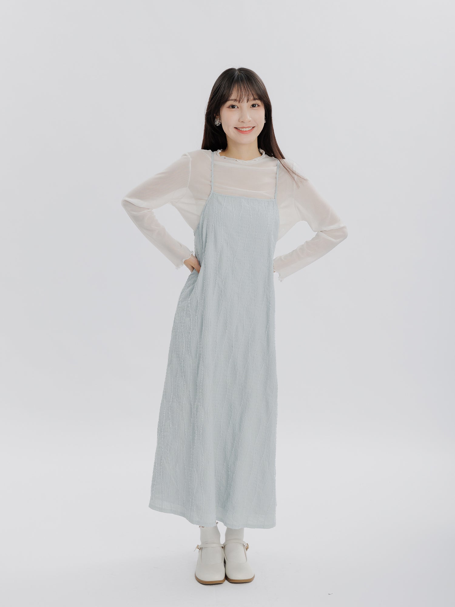 Rose 毛毛波紋吊帶裙