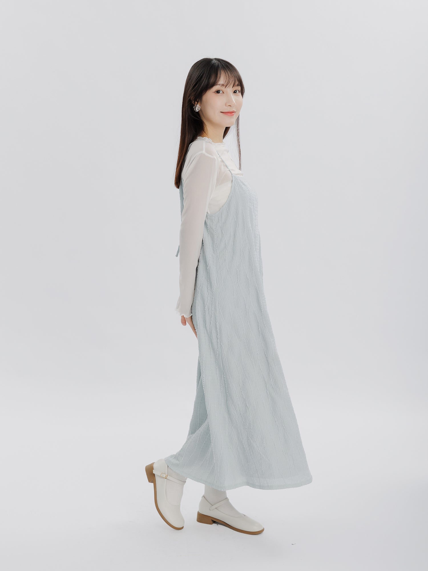 Rose 毛毛波紋吊帶裙