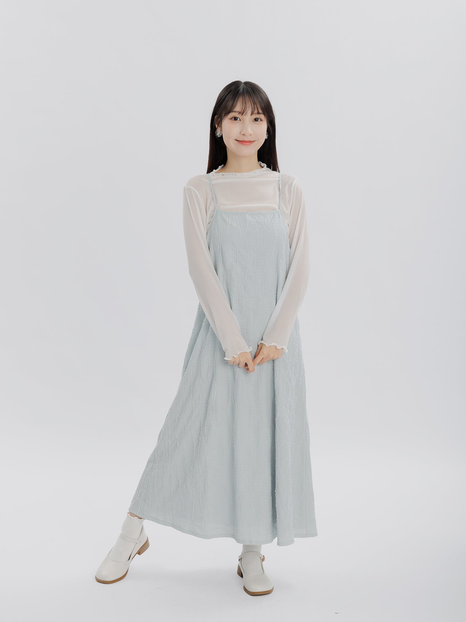 Rose 毛毛波紋吊帶裙
