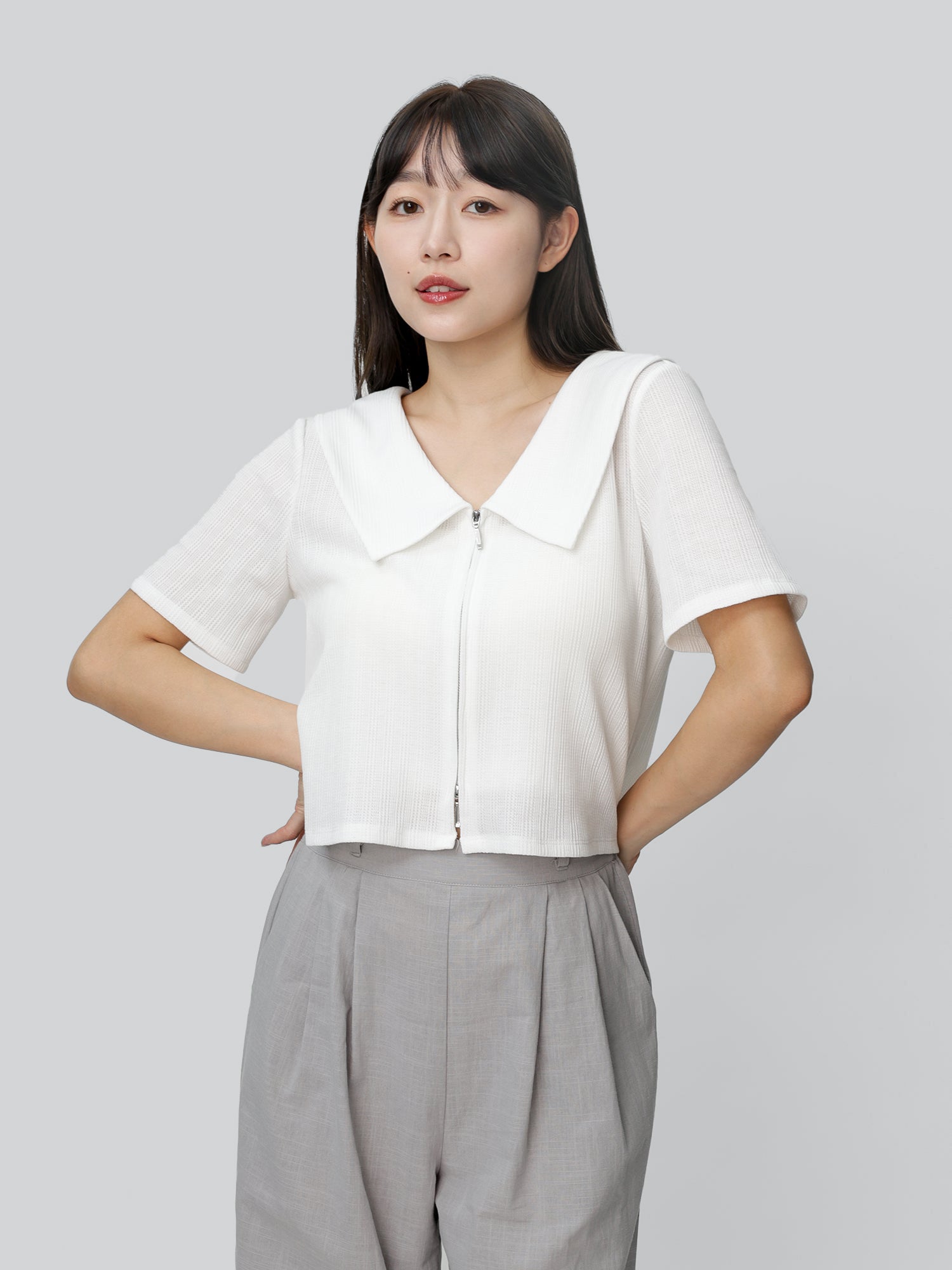 Noele 大翻領雙頭拉鍊上衣