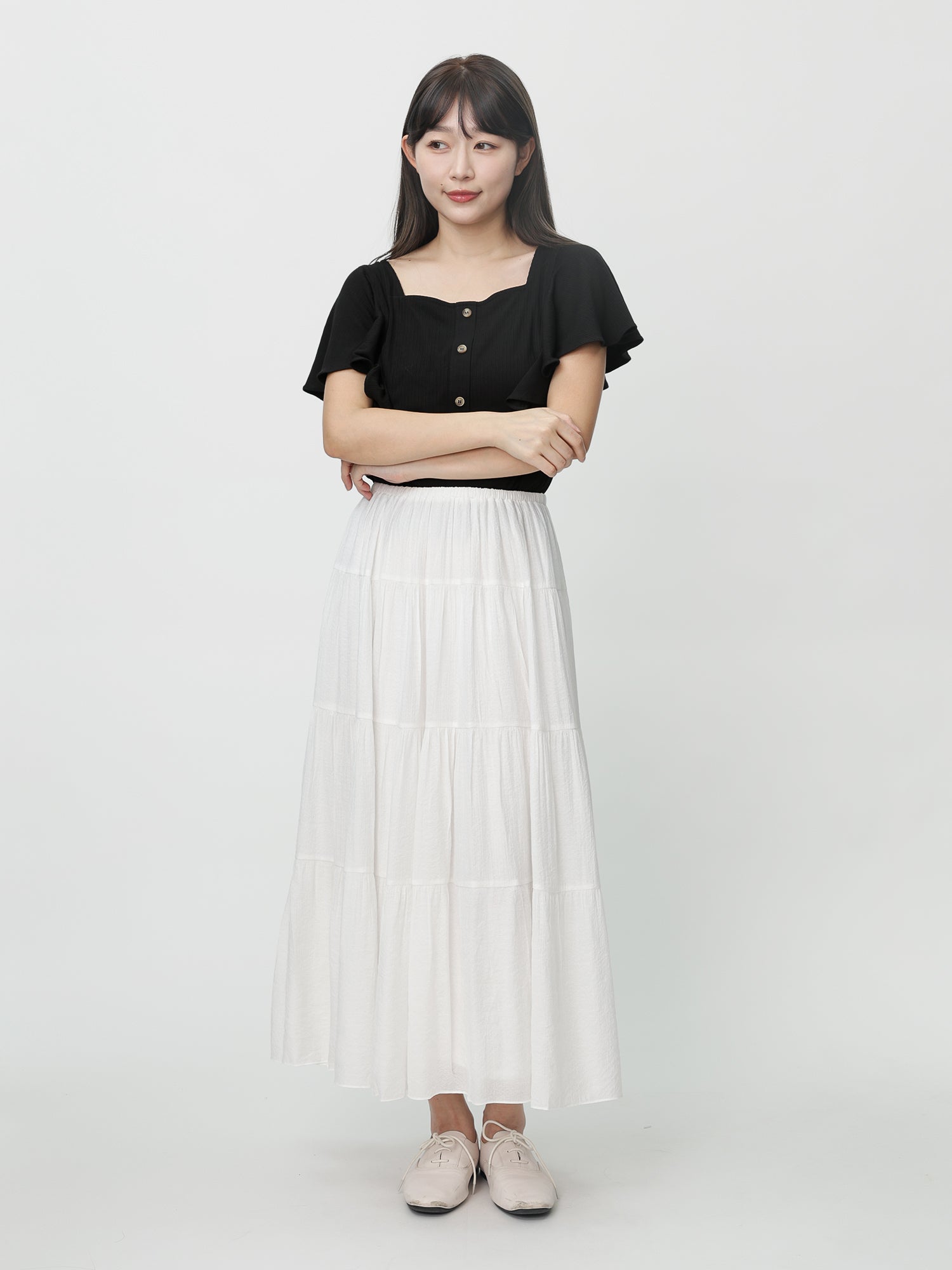 Regine Ruffle Sleeve Buttoned Top