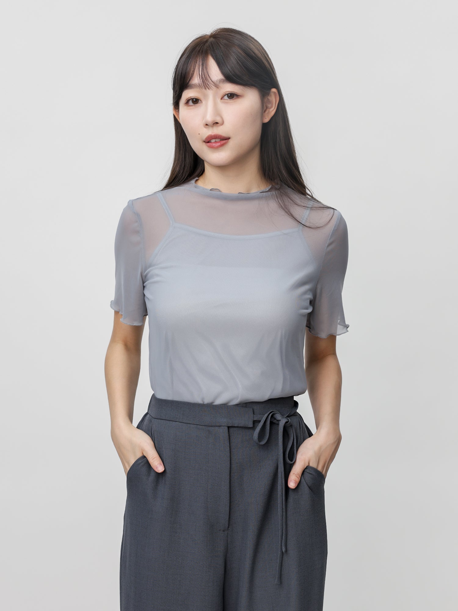 Reine 透膚木耳邊上衣