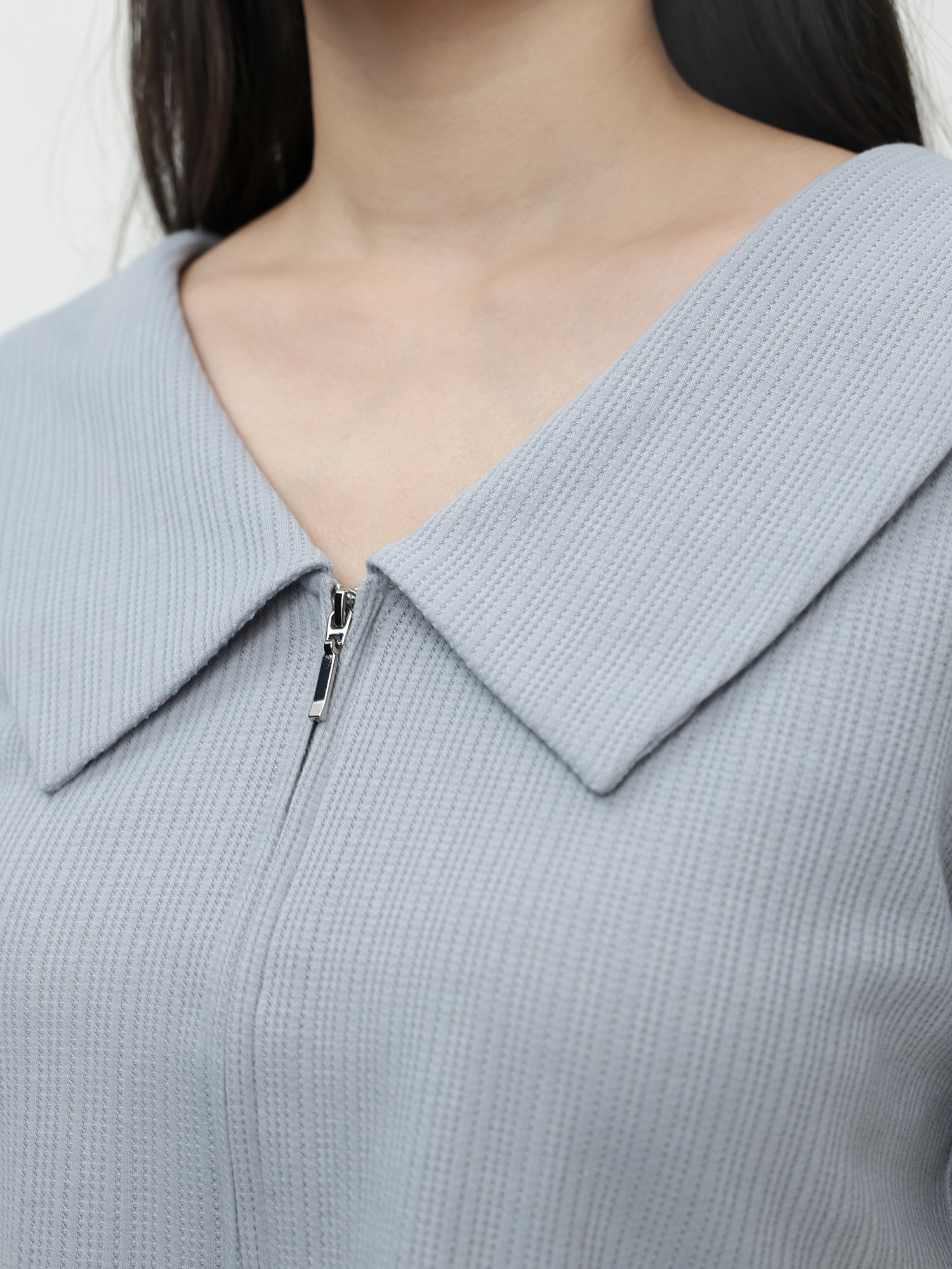 Noele Collared Zip Up Top