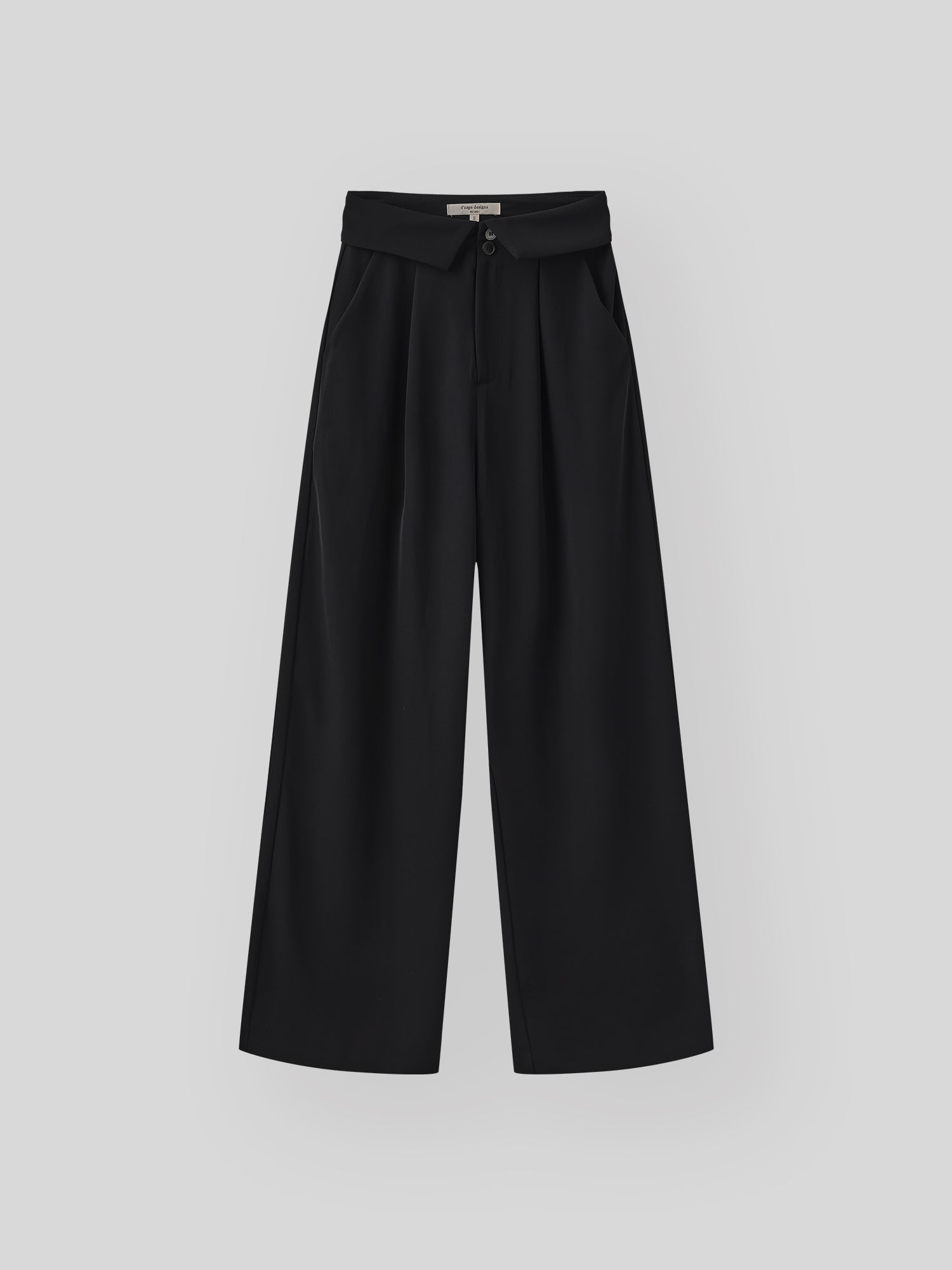 Folded Waist Wide Trousers
