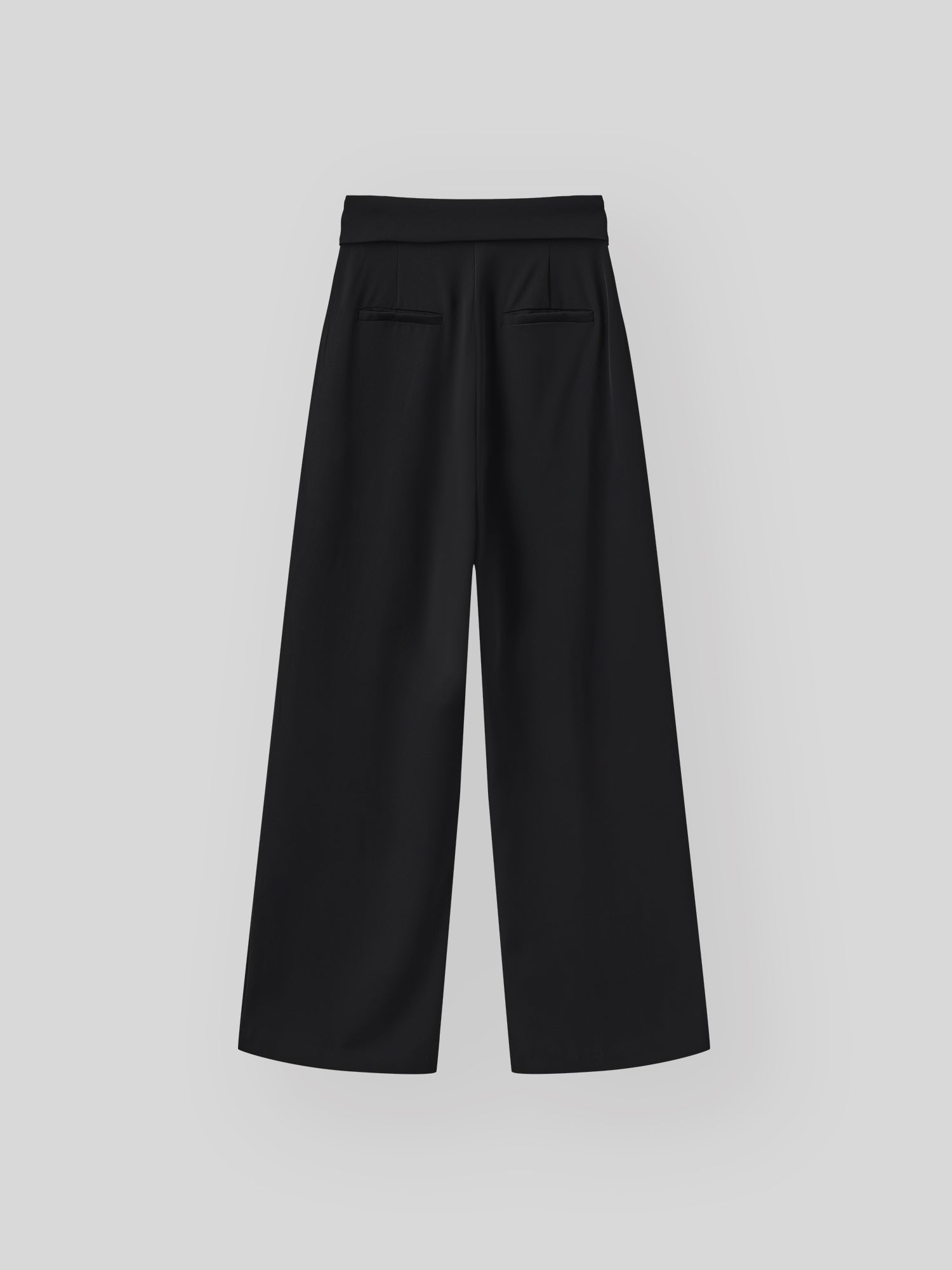 Folded Waist Wide Trousers