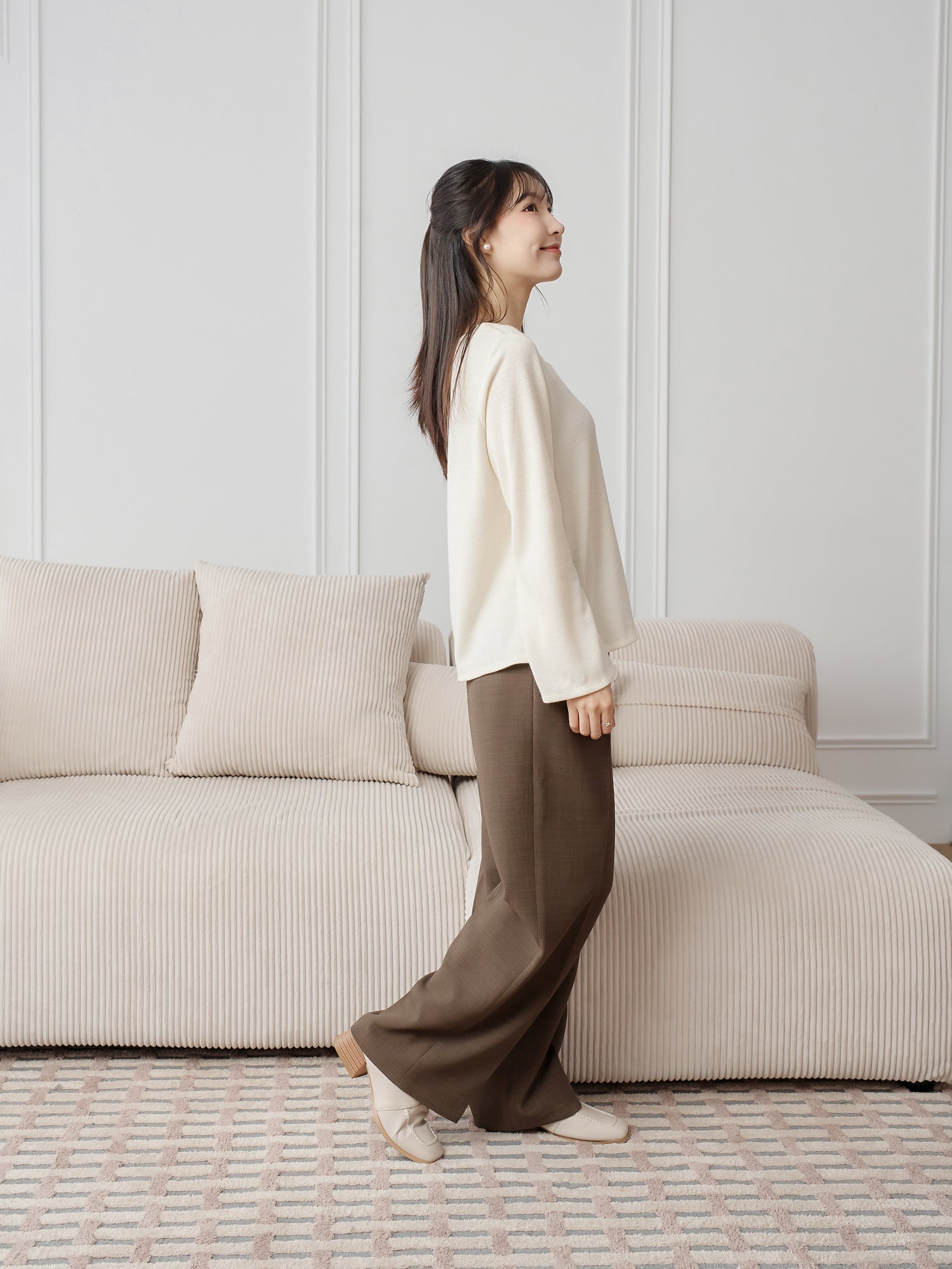 Bell-Sleeve Square Neck Top