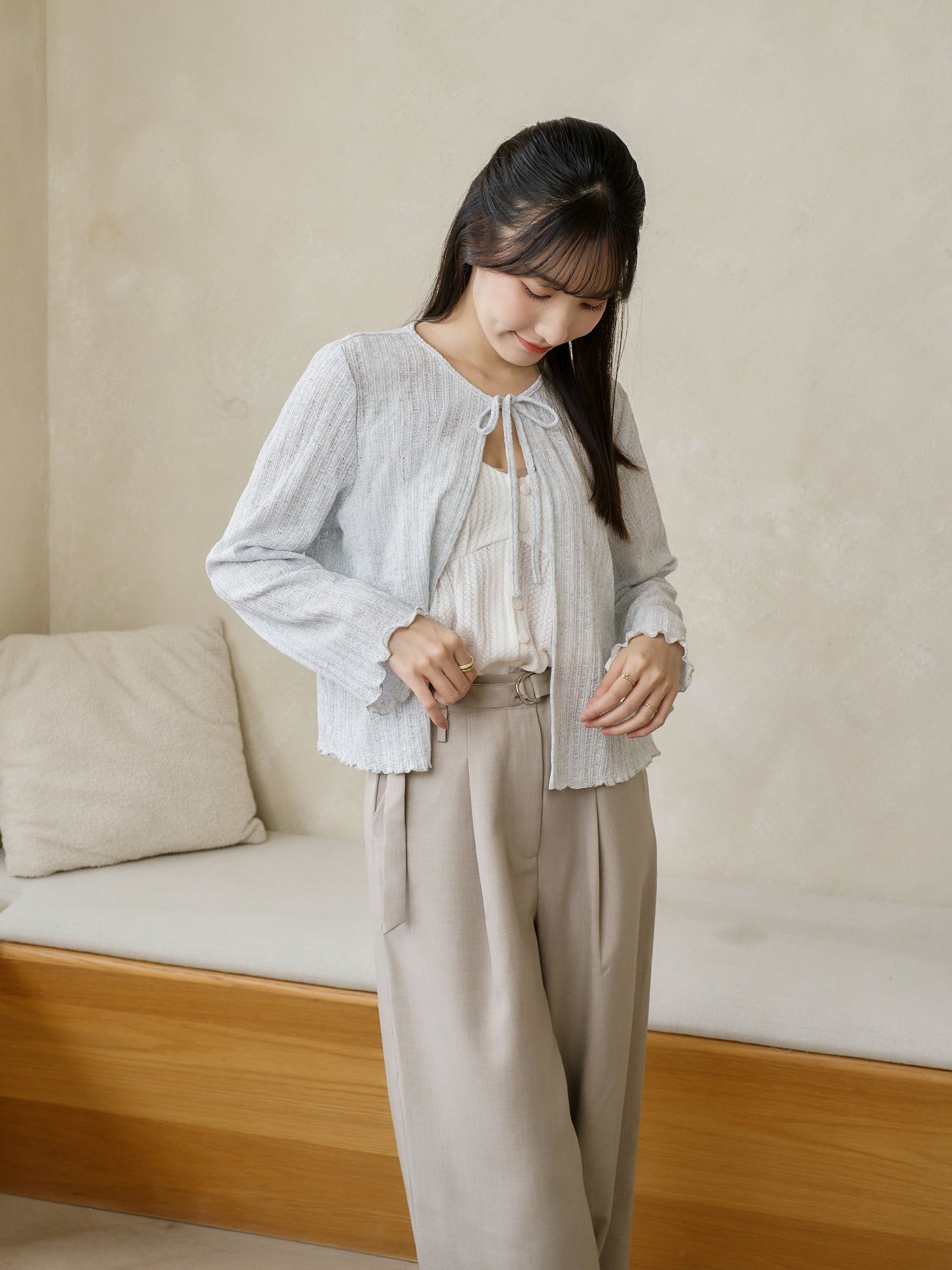 Crochet Tie Neck Cardigan