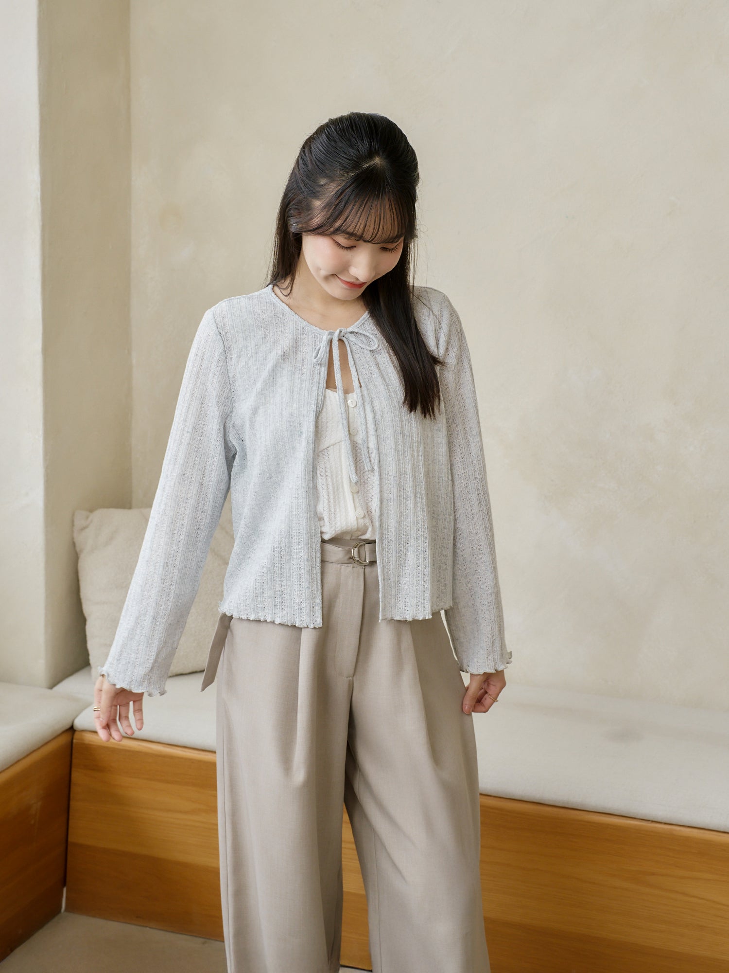 Crochet Tie Neck Cardigan