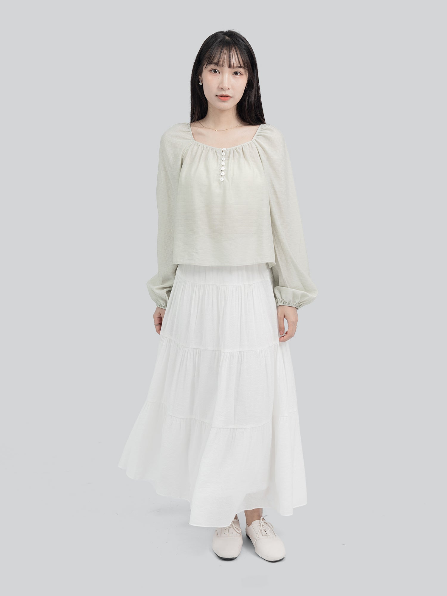Violette Square Neck Buttoned Blouse