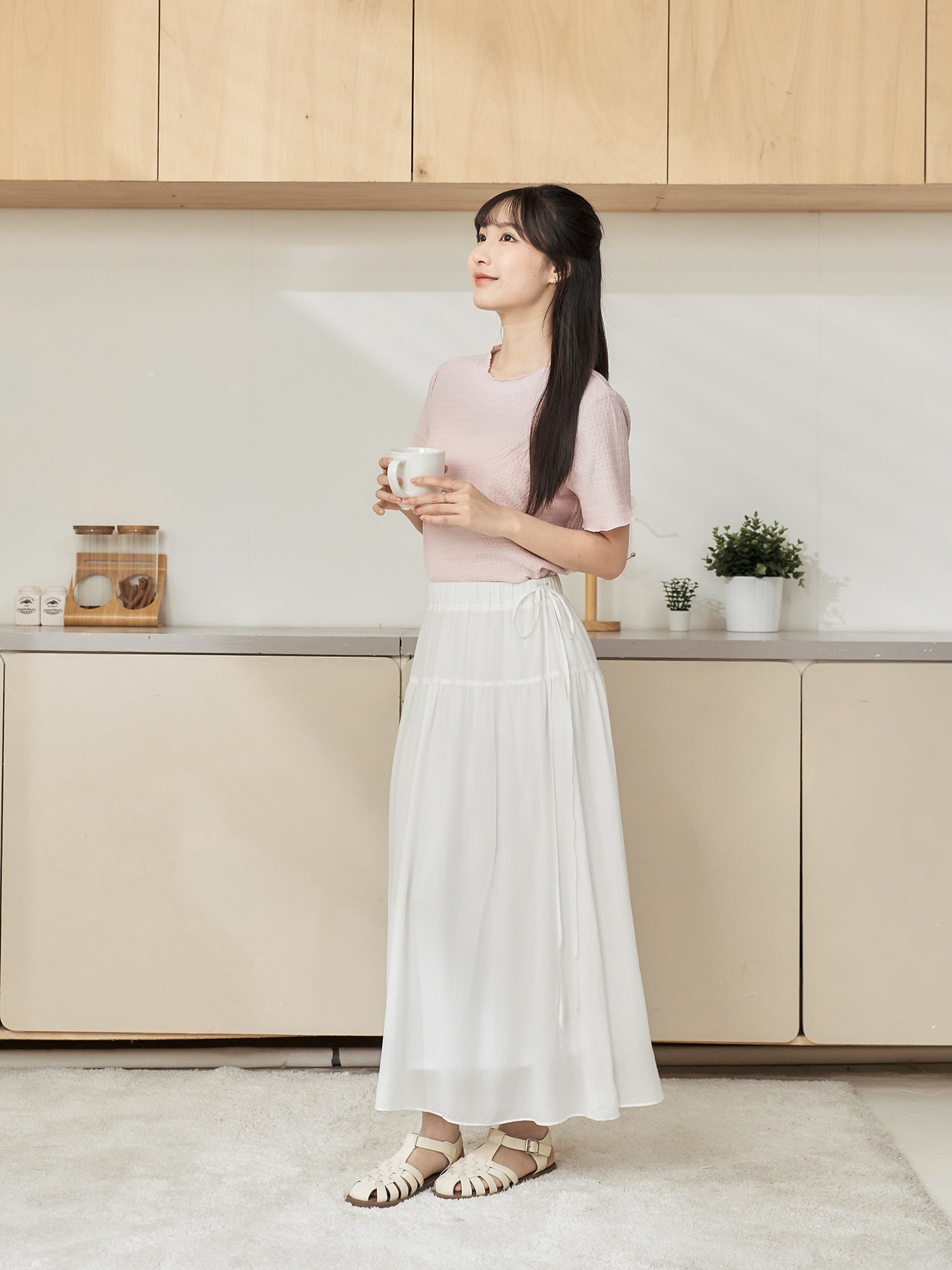 Side Tie Midi Skirt