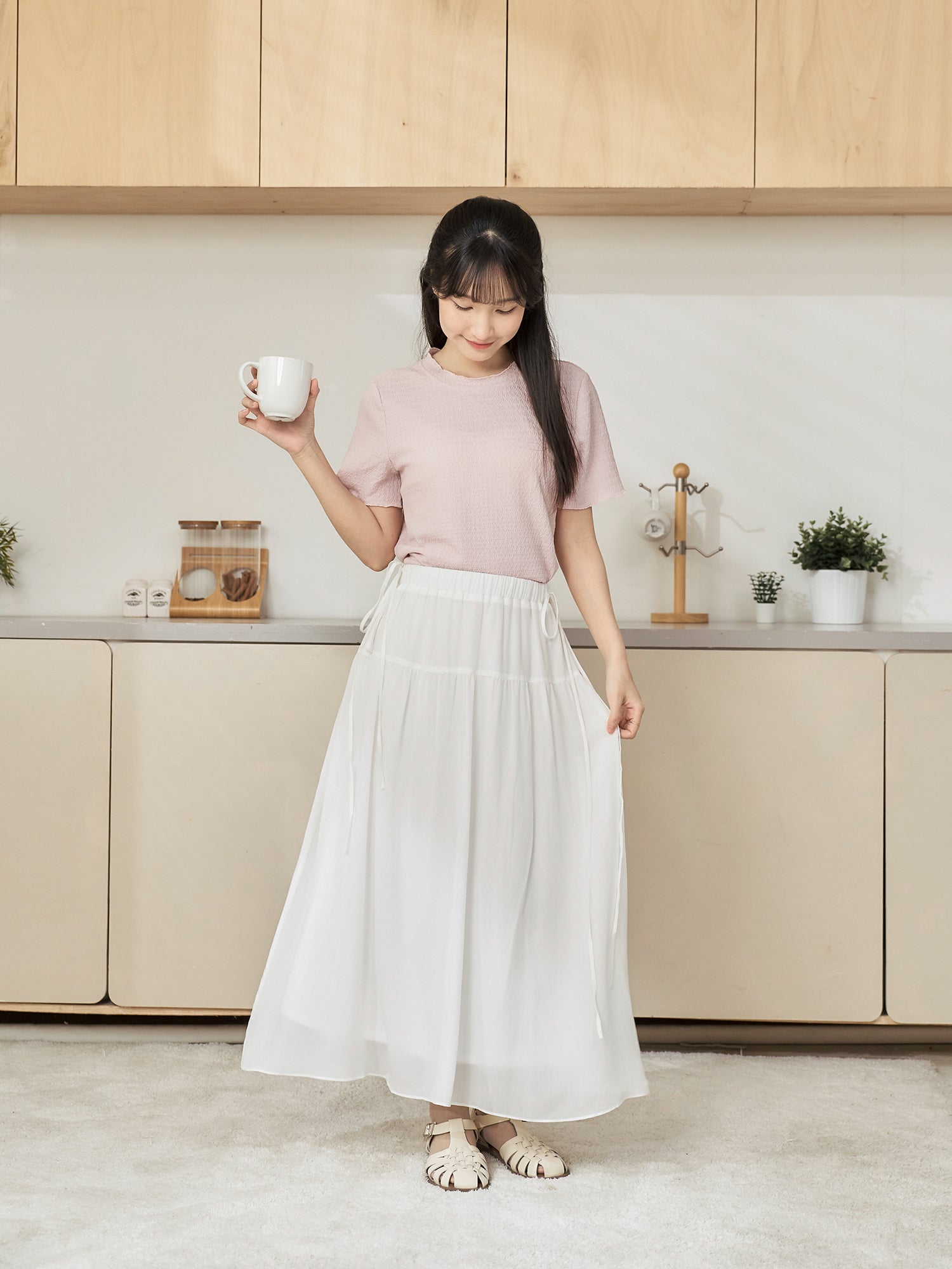 Side Tie Midi Skirt