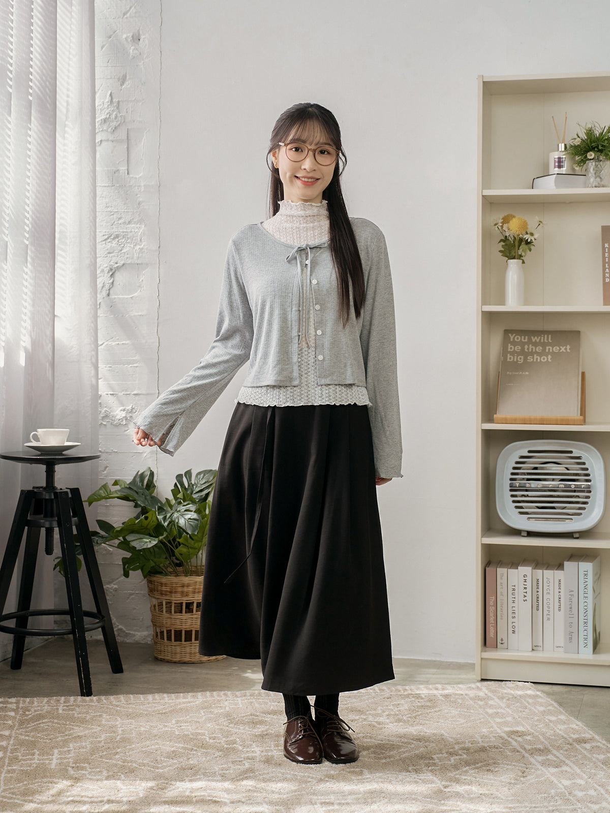 Romantic Buttoned Tie Knit Cardigan