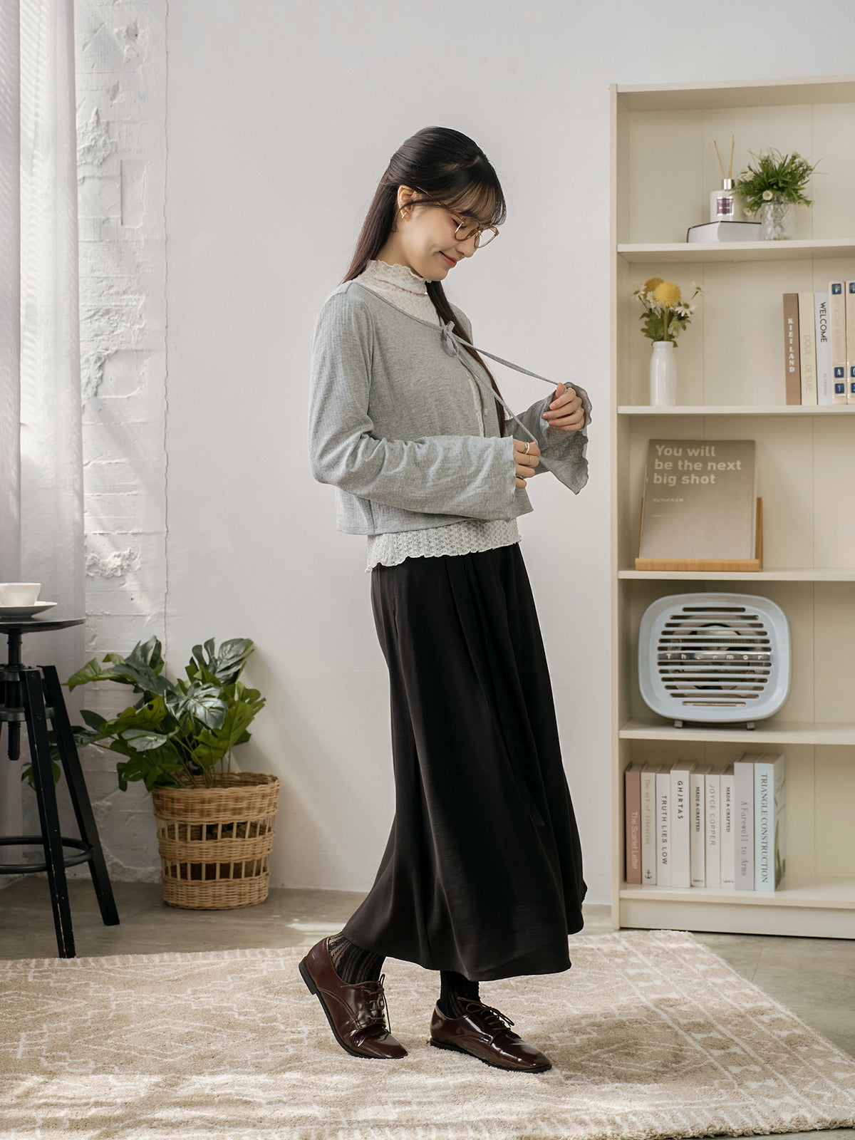 Romantic Buttoned Tie Knit Cardigan