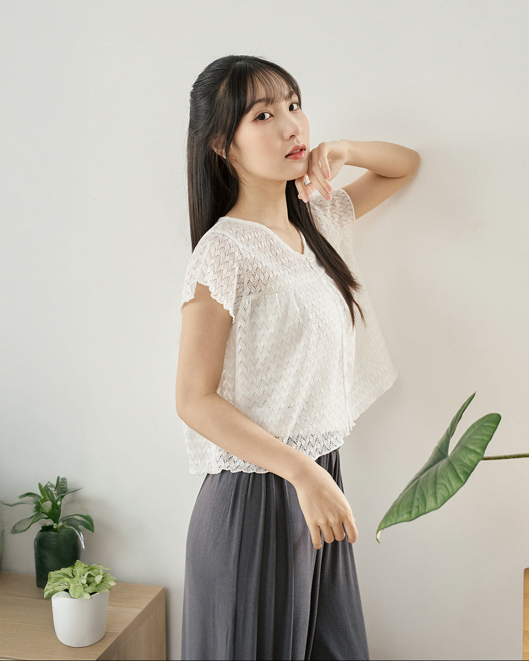 Mesh Flutter Sleeve Top