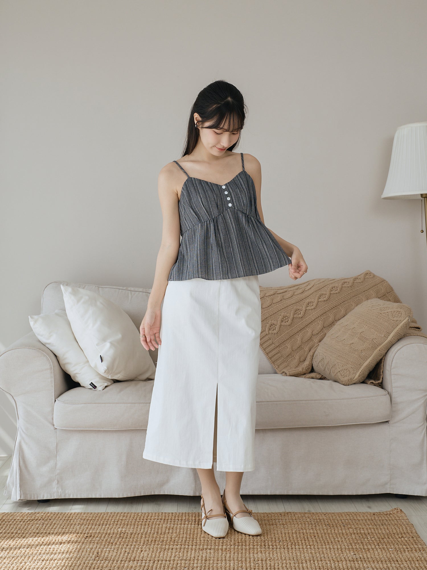 Striped Flare Hem Cami Top