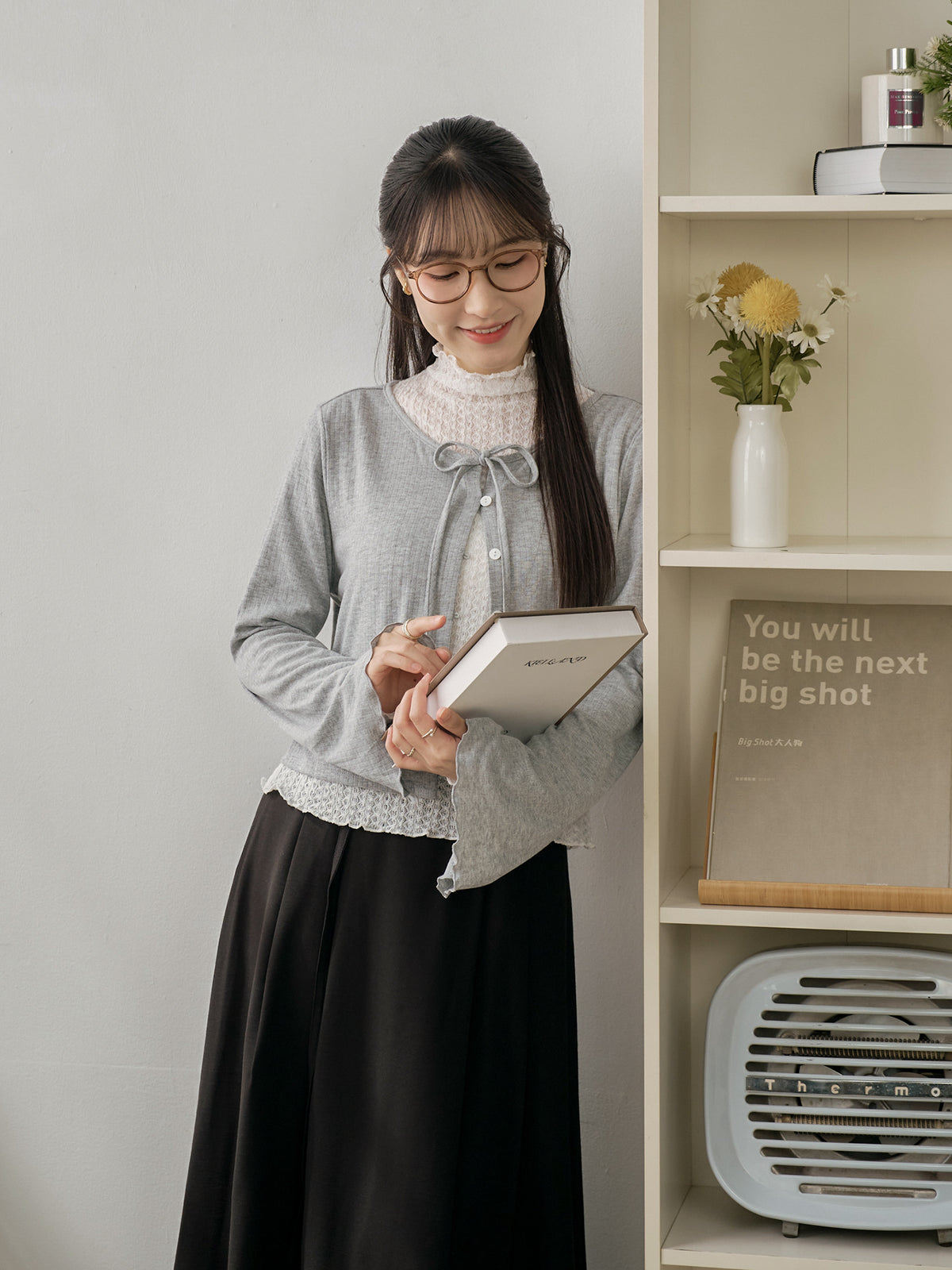 Romantic Buttoned Tie Knit Cardigan