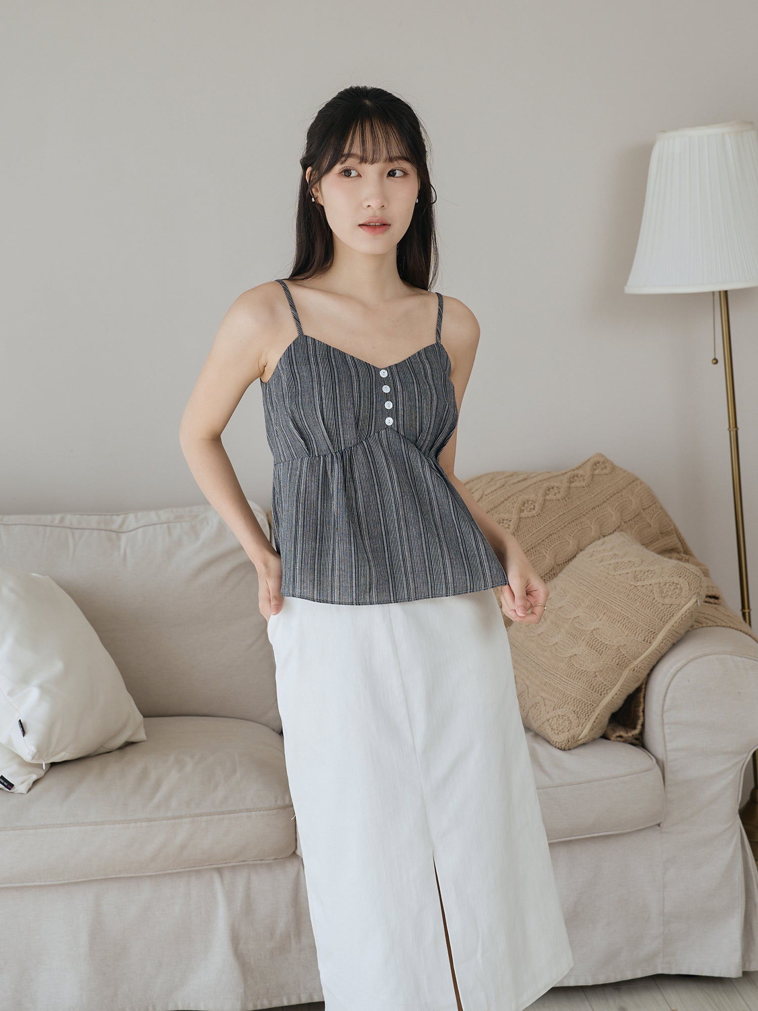 Striped Flare Hem Cami Top