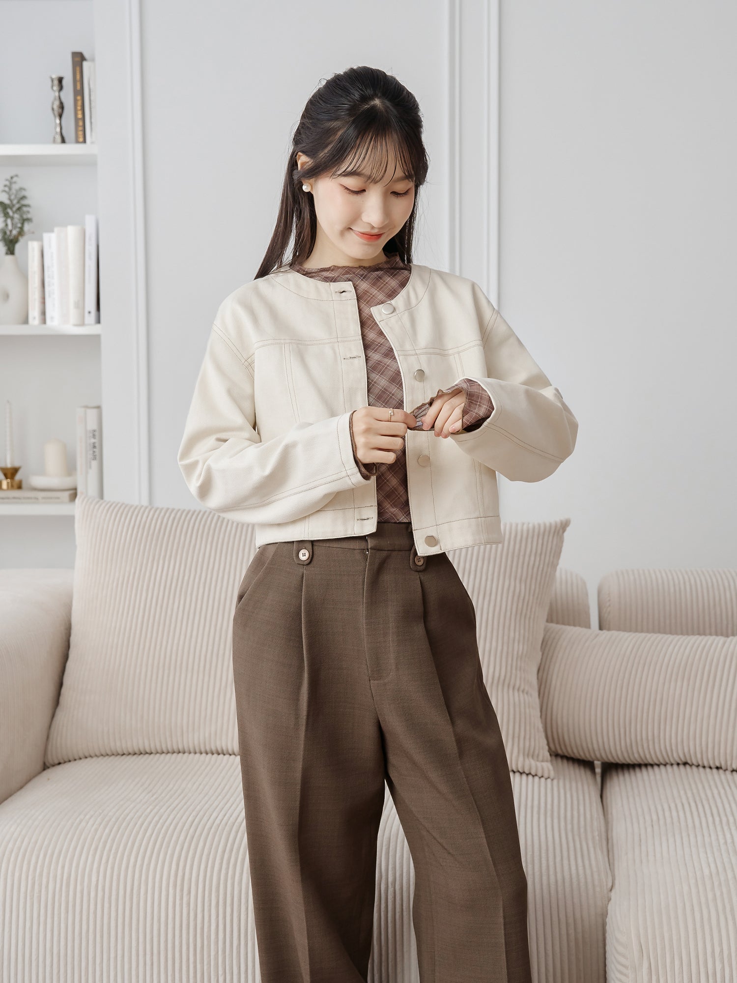 Round Neck Twill Jacket