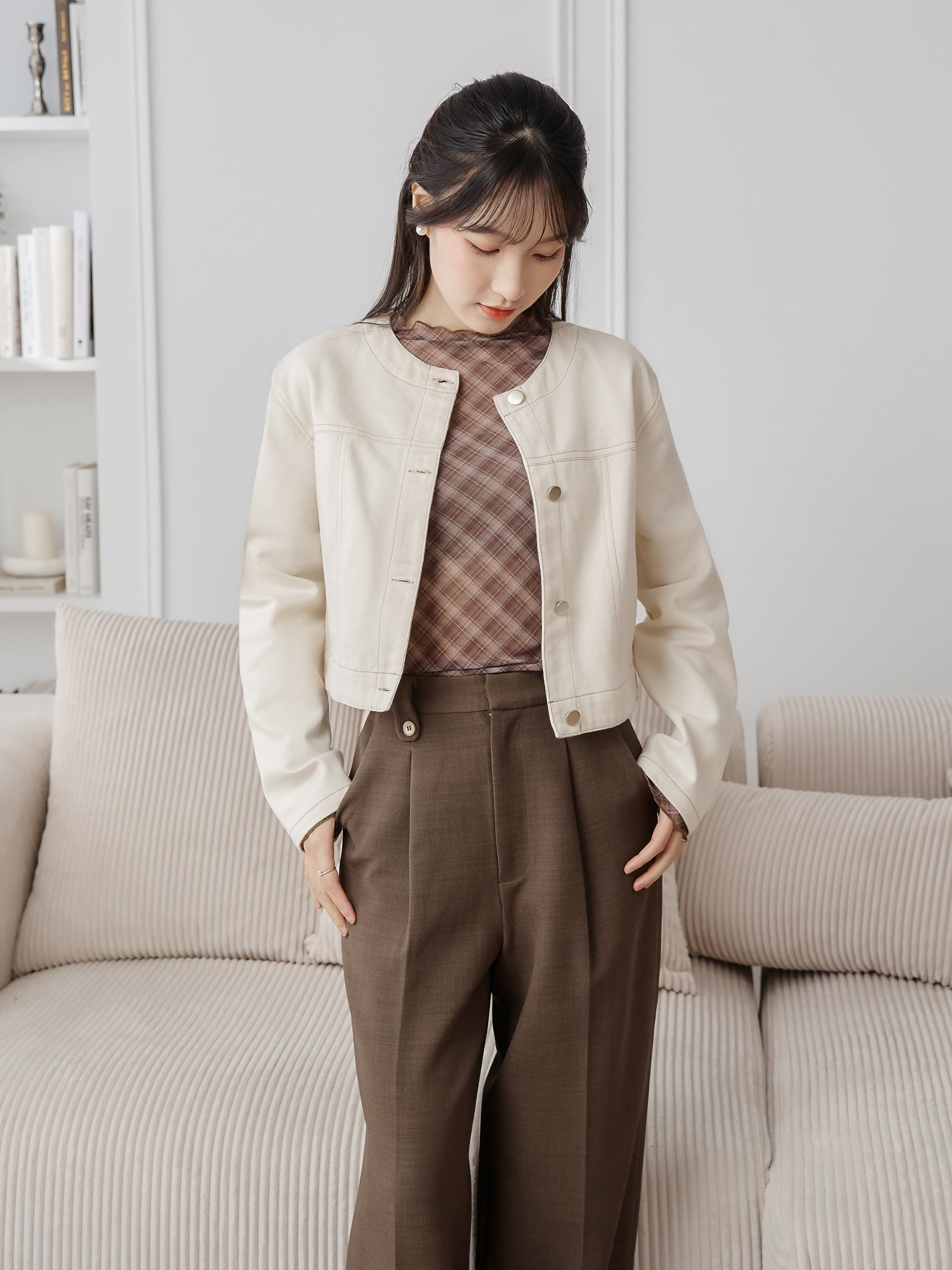 Round Neck Twill Jacket