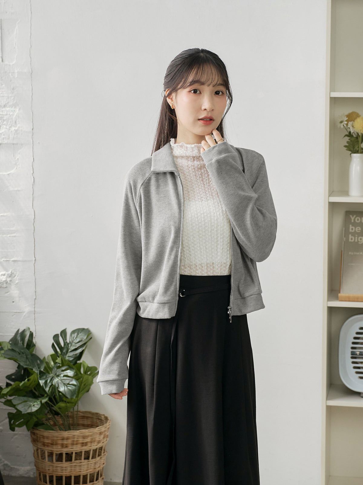 Soft Touch Cashmere Zip-Up Top