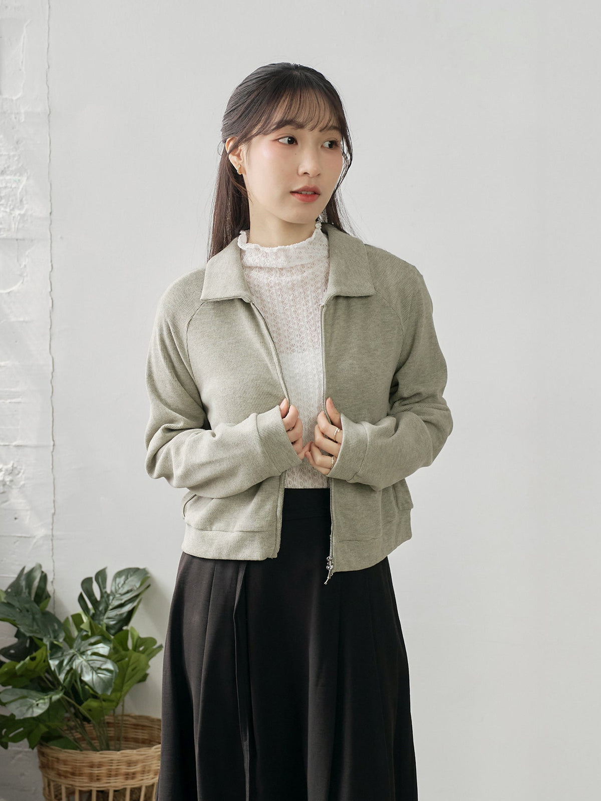 Soft Touch Cashmere Zip-Up Top