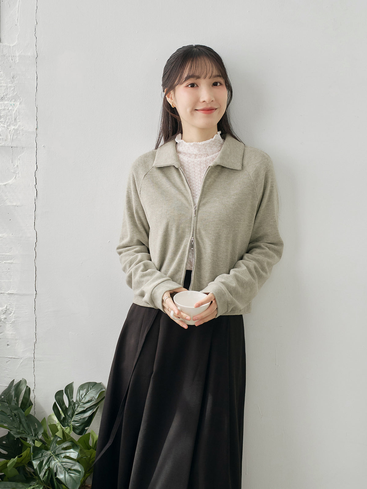 Soft Touch Cashmere Zip-Up Top