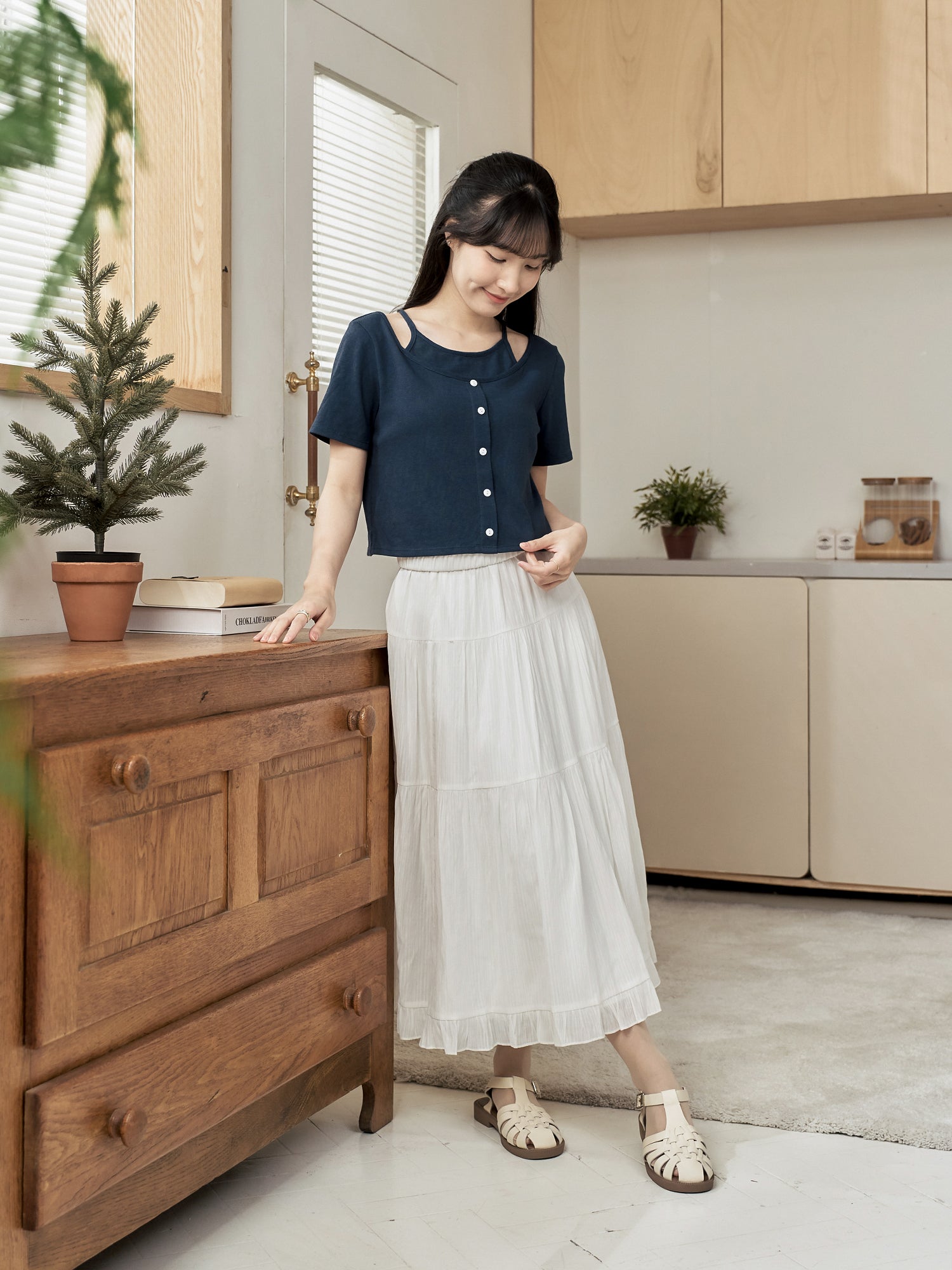 Layered Buttoned Top