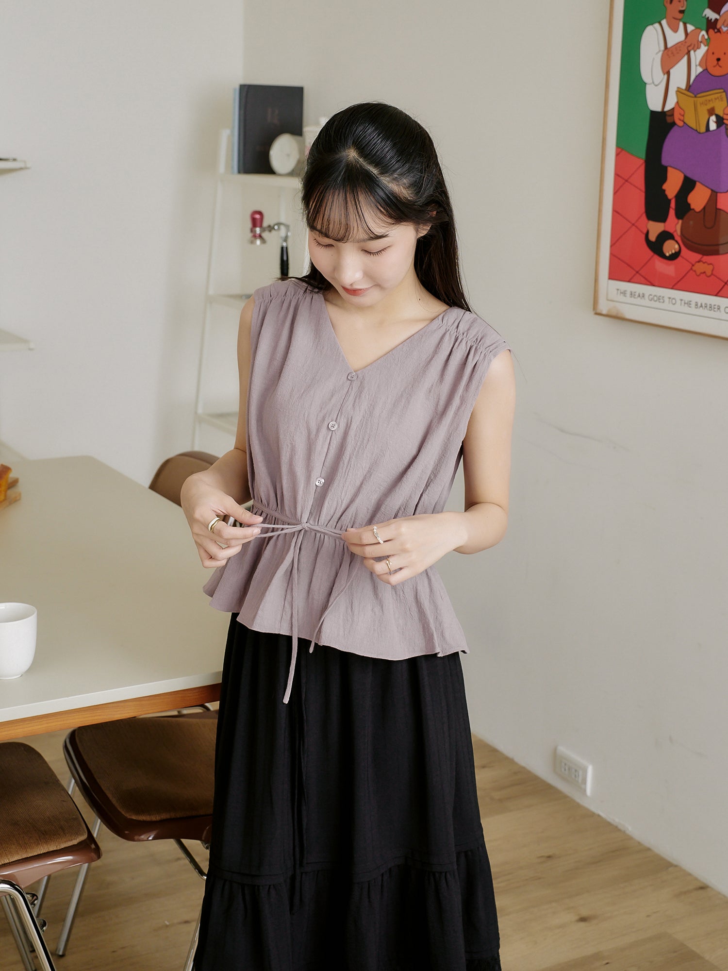 Tie Waist Sleeveless Top