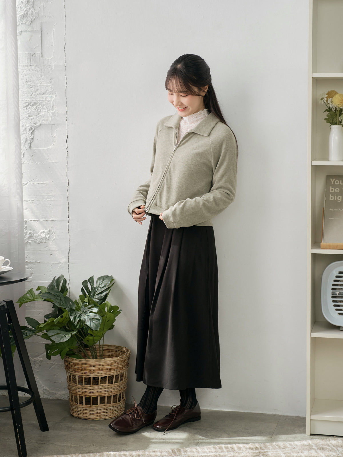 Soft Touch Cashmere Zip-Up Top